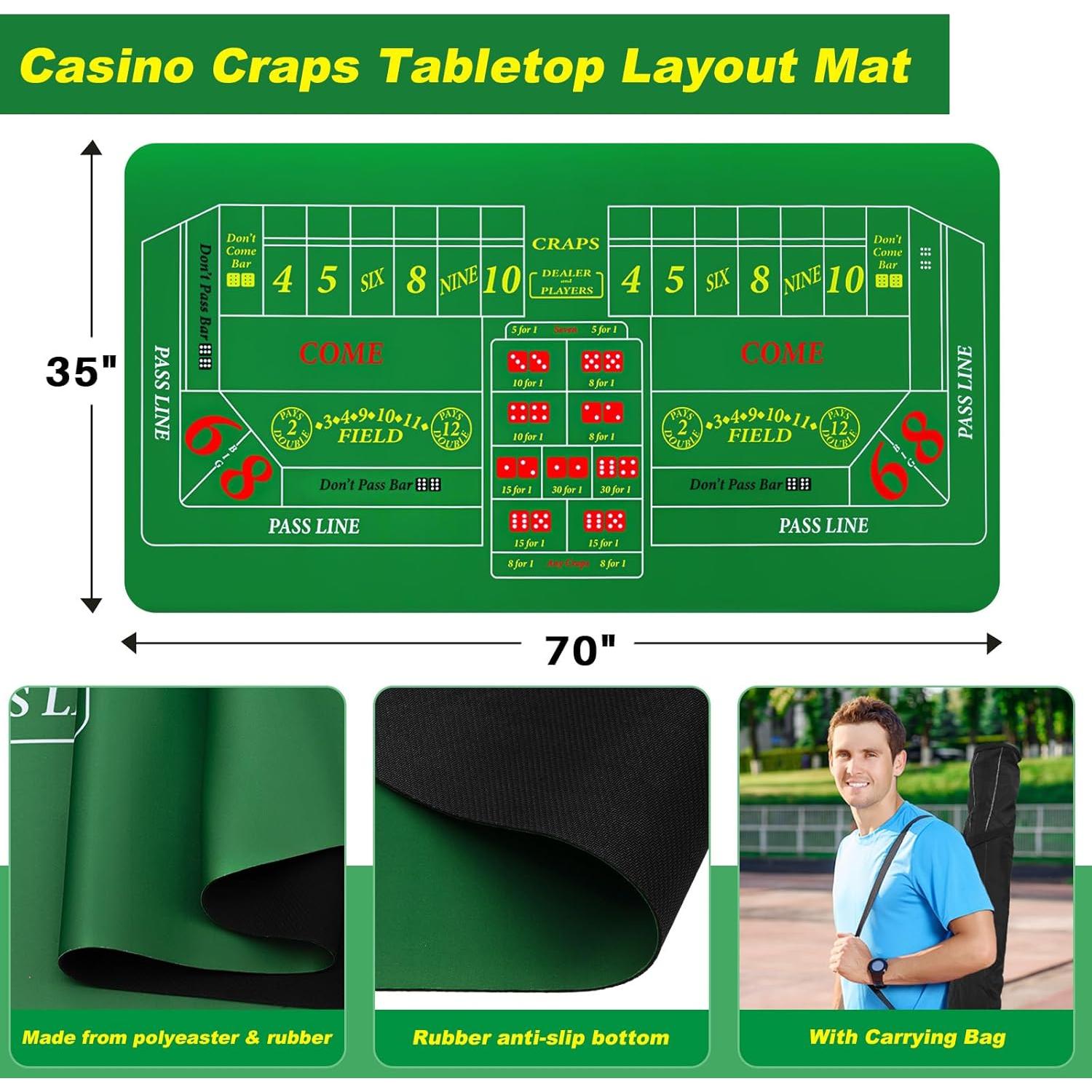 Juego de Mesa de Craps Leyndo con Tapete y Dados de Casino