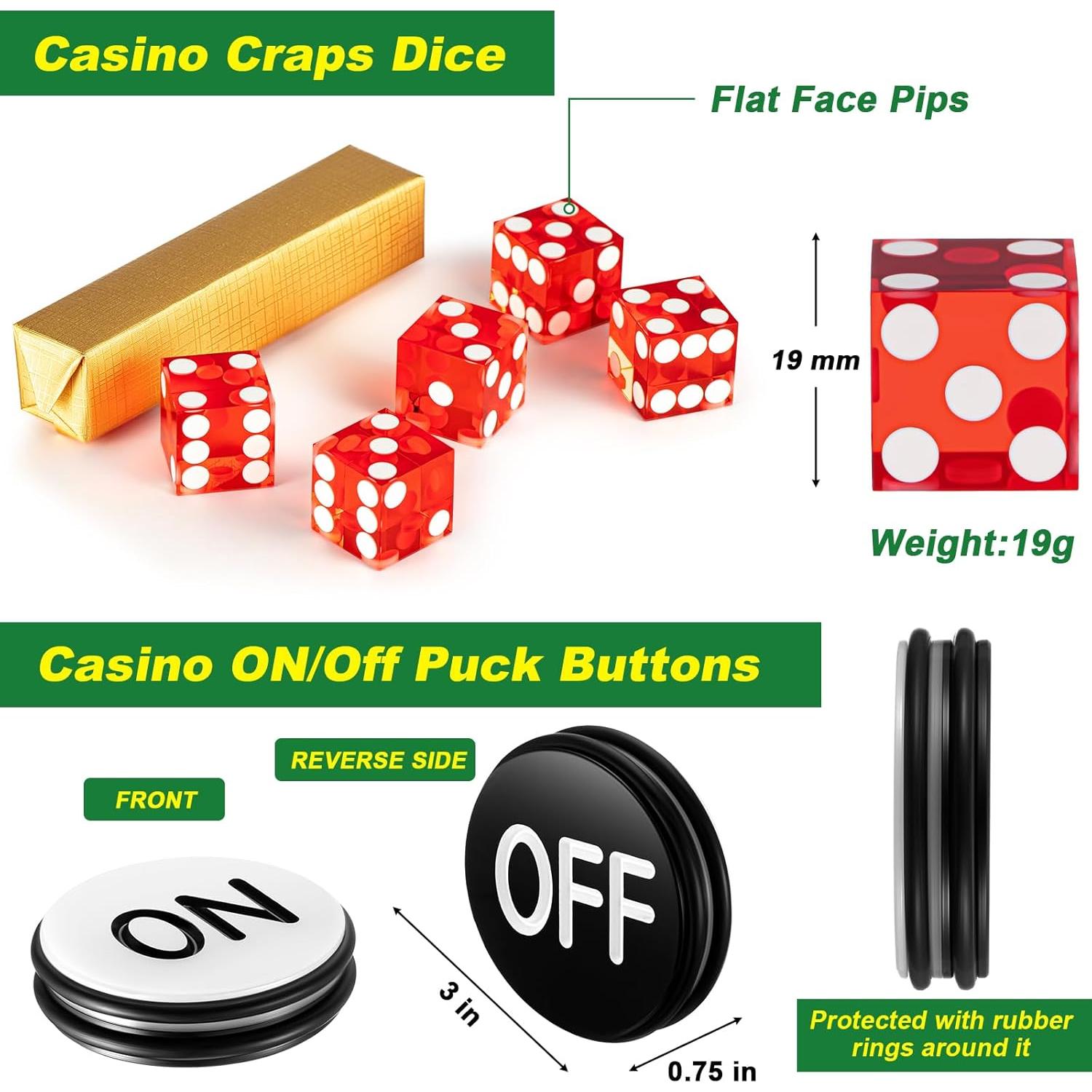 Juego de Mesa de Craps Leyndo con Tapete y Dados de Casino