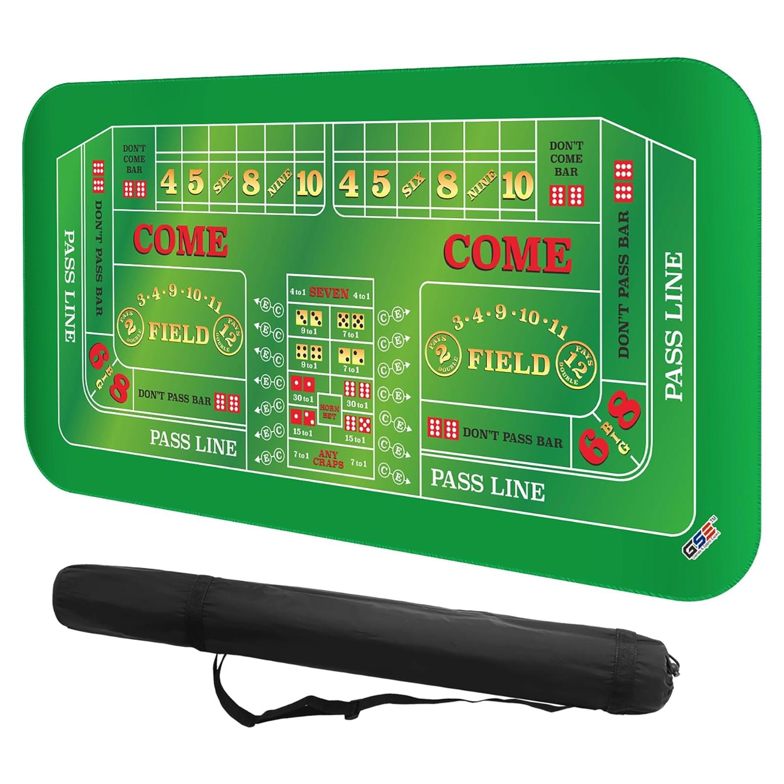 Tapete de Juego Craps GSE Doble Dealer Antideslizante 178x89cm