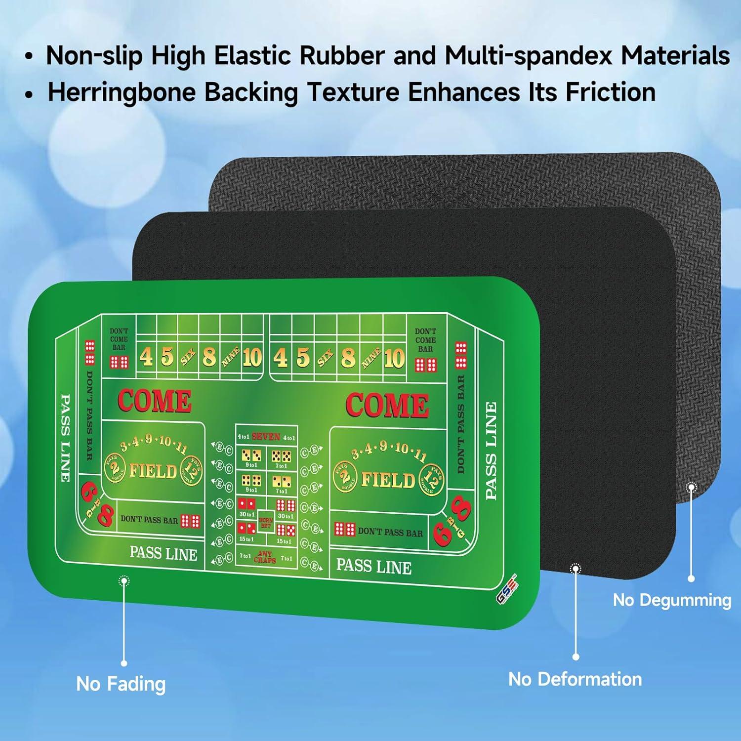 Tapete de Juego Craps GSE Doble Dealer Antideslizante 178x89cm
