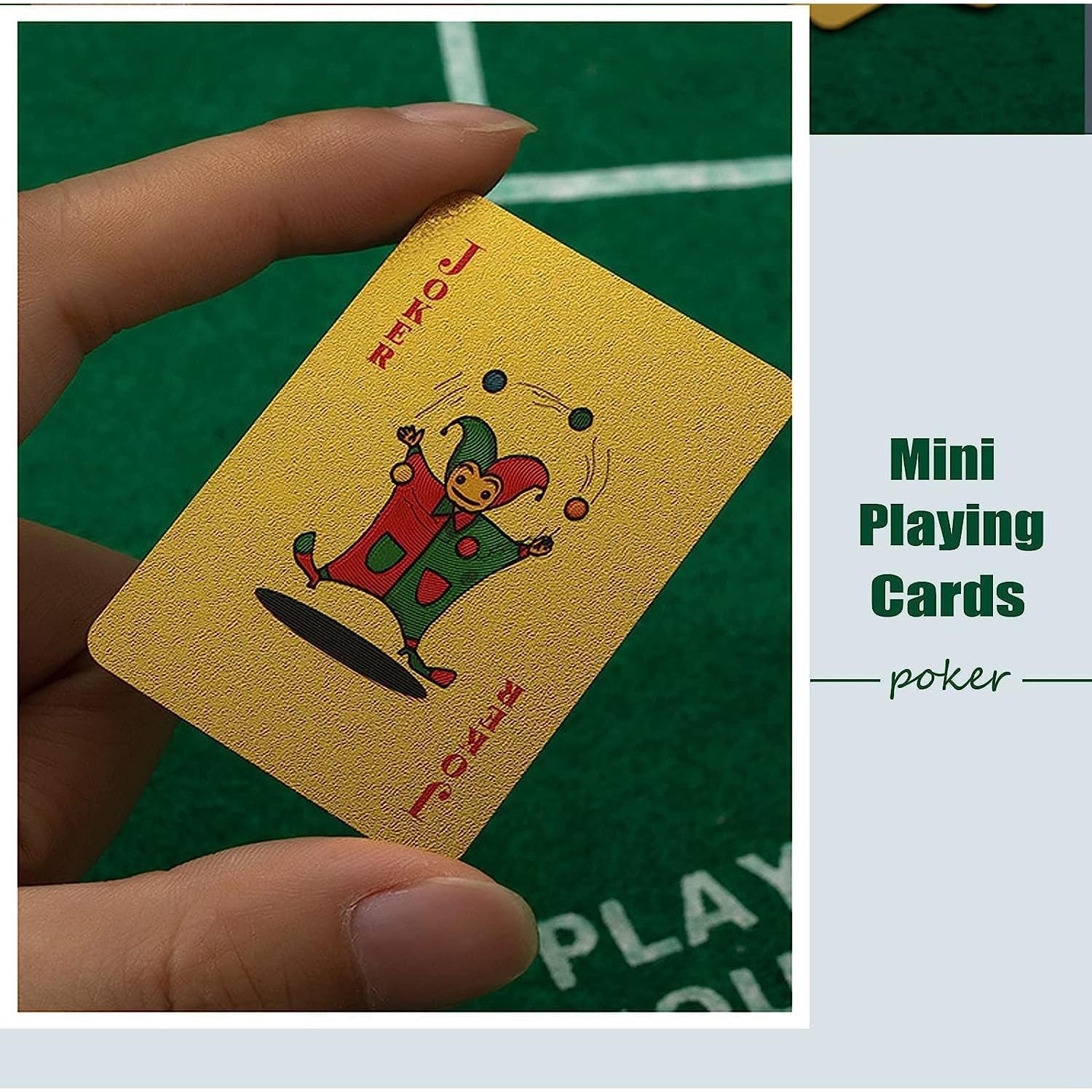 Mini Deck of Cards, Mini Gold Playing Cards, Waterproof Playing Cards for Party and Game