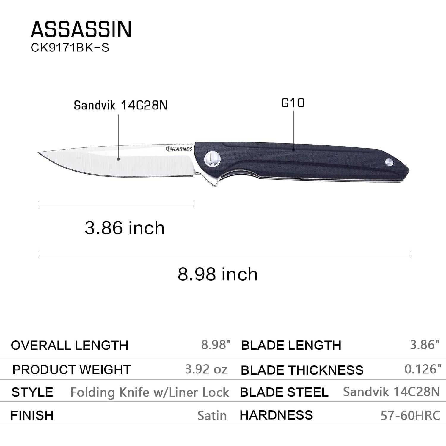 Cuchillo Plegable Harnds Assassin 9.6cm Acero Sandvik G10