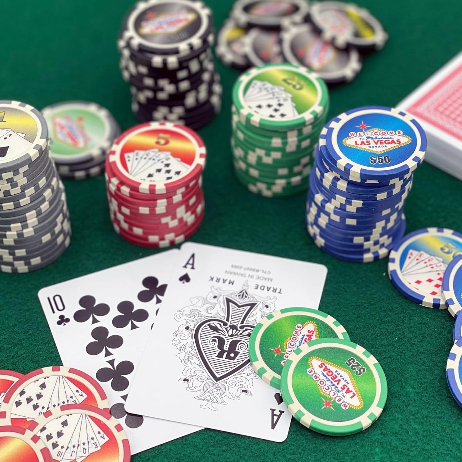 100 Fichas de Póker Las Vegas en Bandeja Plástica Transparente