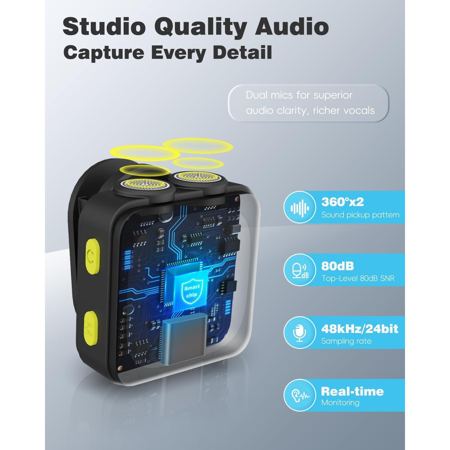 Micrófono Lavalier Inalámbrico EVXVE Tipo-C 48KHz con Estuche