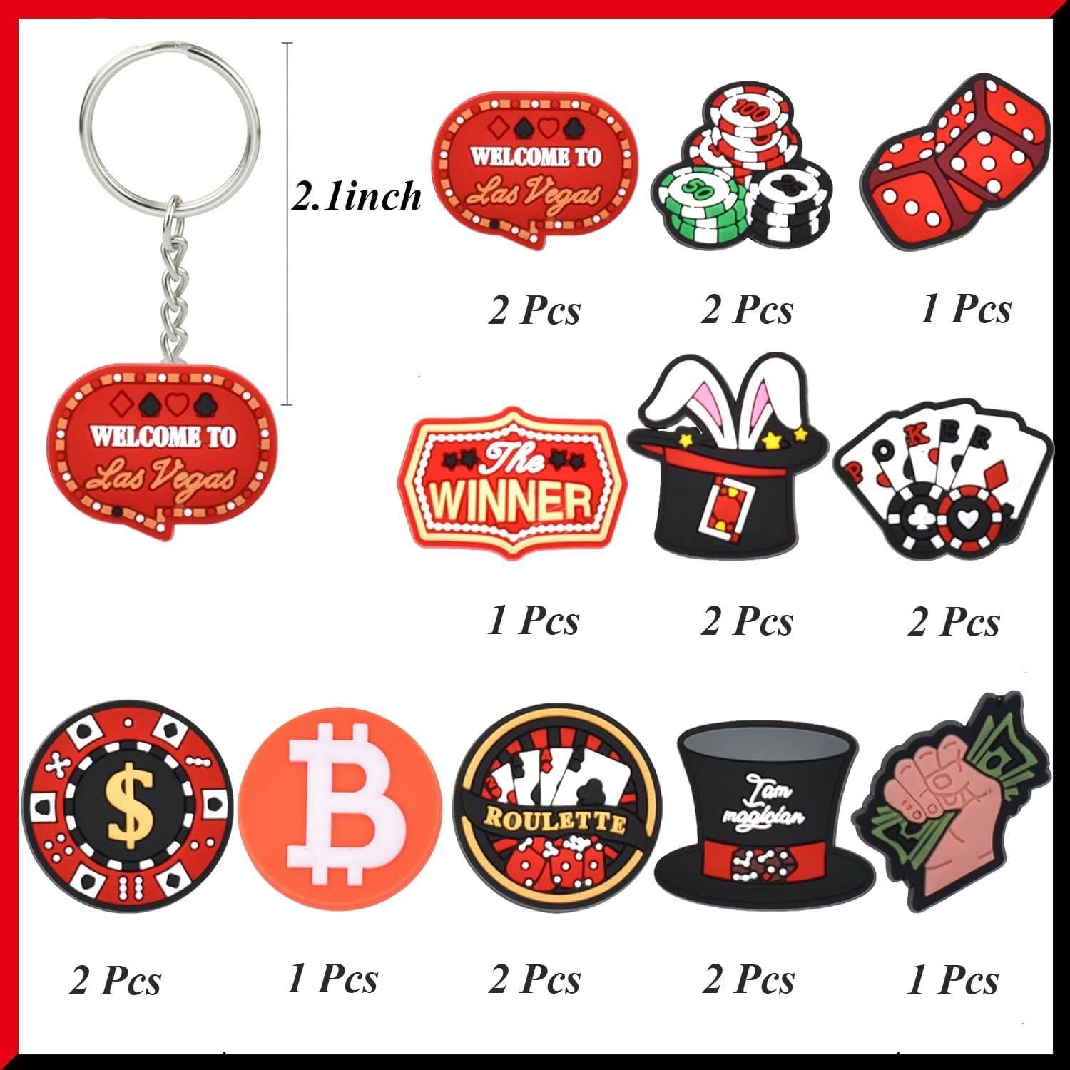 18 Llaveros de Casino Genérico para Fiesta Temática