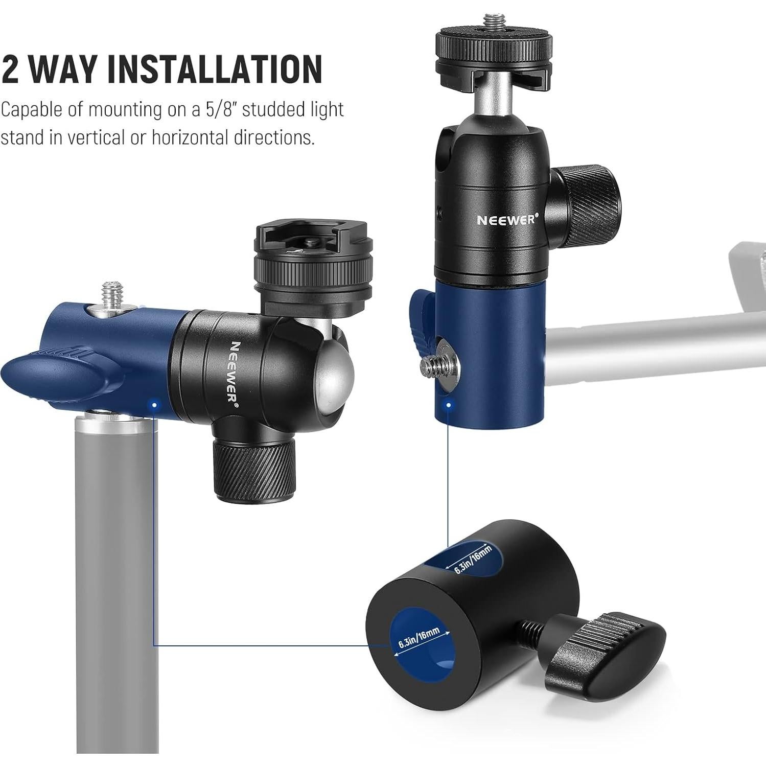 Adaptador de Montaje NEEWER con Cabezal de Bola y Zapata Fría