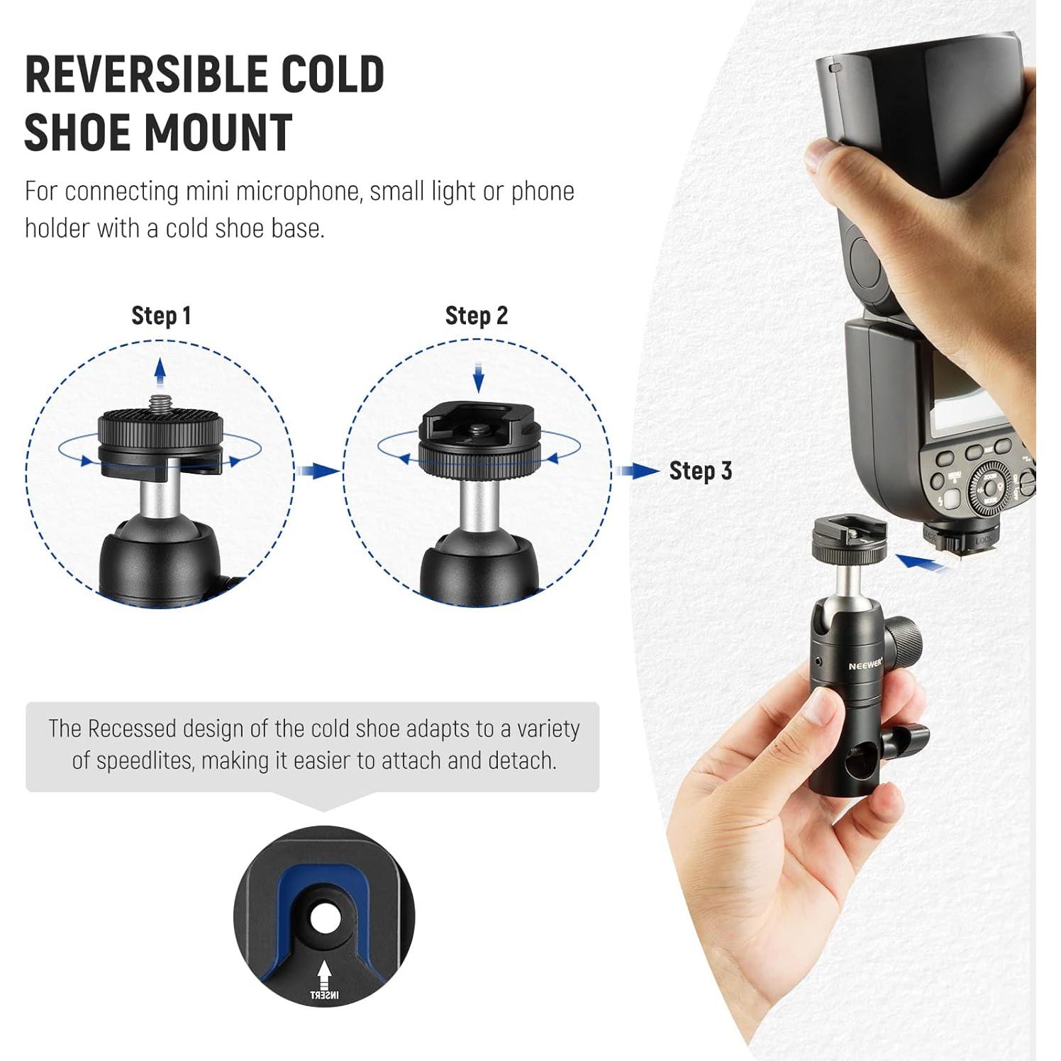 Adaptador de Montaje NEEWER con Cabezal de Bola y Zapata Fría