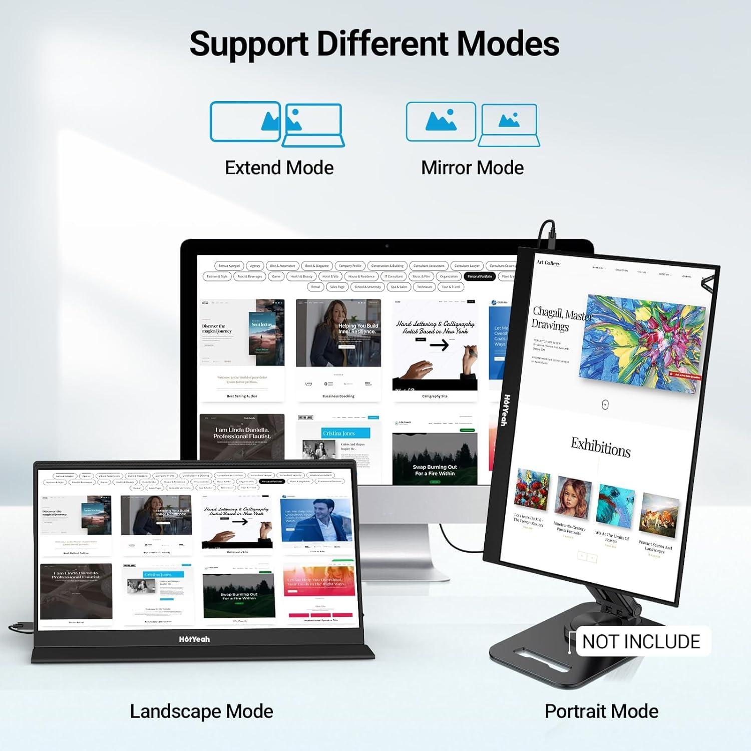 Monitor Táctil HotYeah 15.6" 1080P USB-C HDMI Portátil