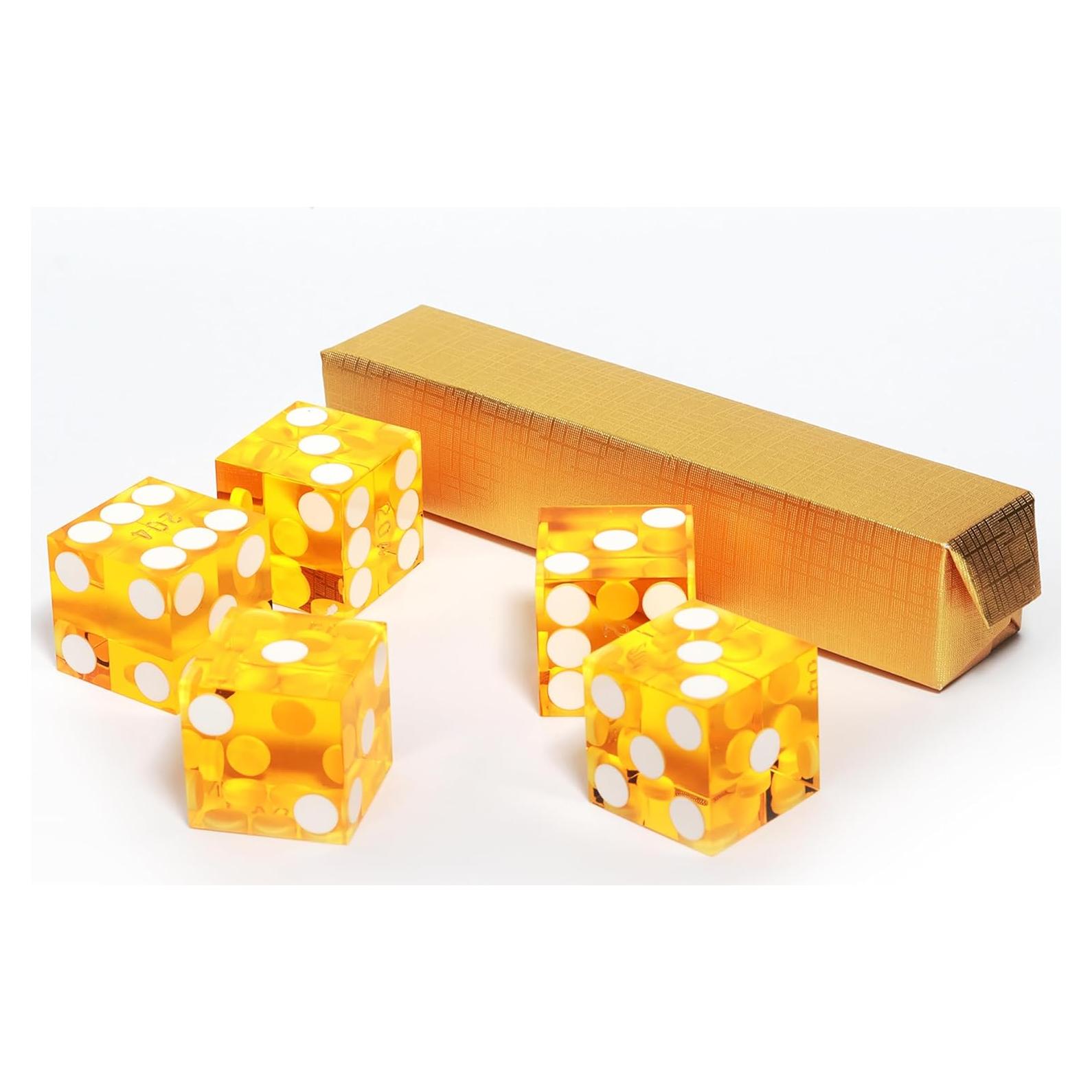 Dados de Casino GSE Amarillos Set de 5 19mm Alta Precisión