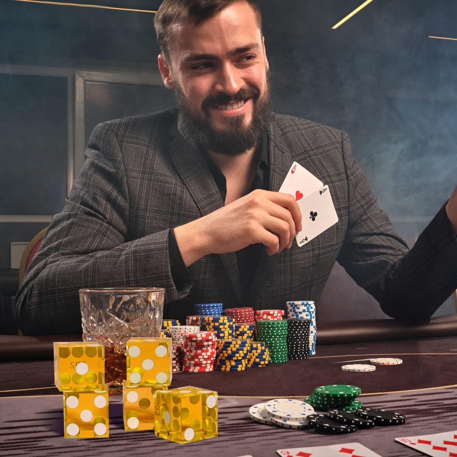 Dados de Casino GSE Amarillos Set de 5 19mm Alta Precisión