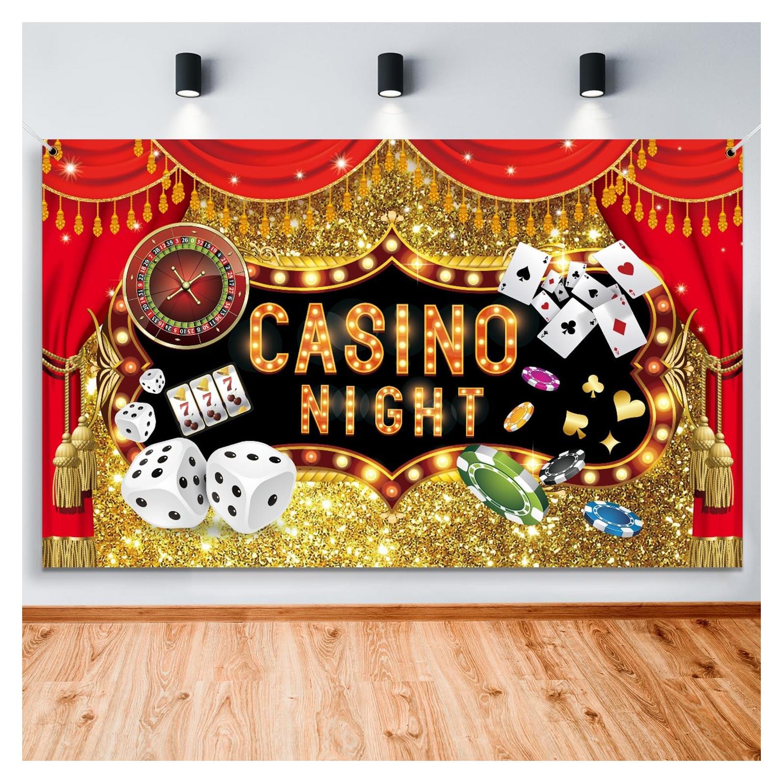 Fondo de Fotografía Vinilo Casino Ayearparty 180x110 cm