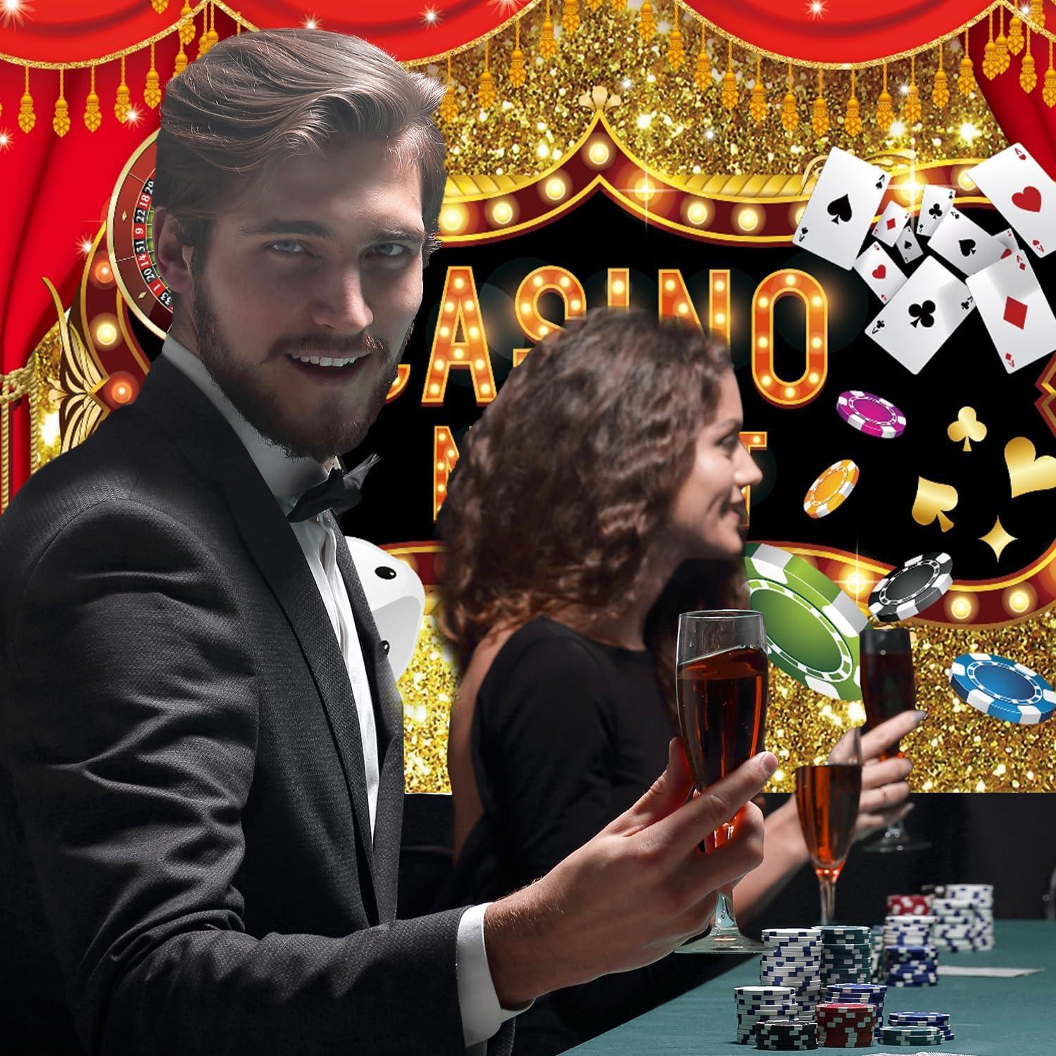 Fondo de Fotografía Vinilo Casino Ayearparty 180x110 cm