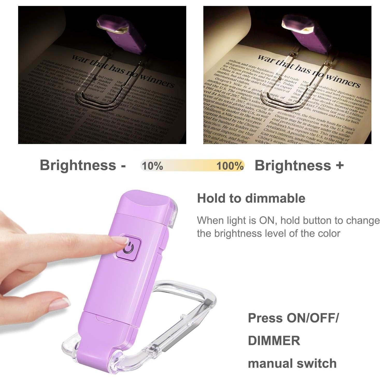 Luz de Libro Recargable HONWELL H008YW-V LED Clip On 3 Brillos