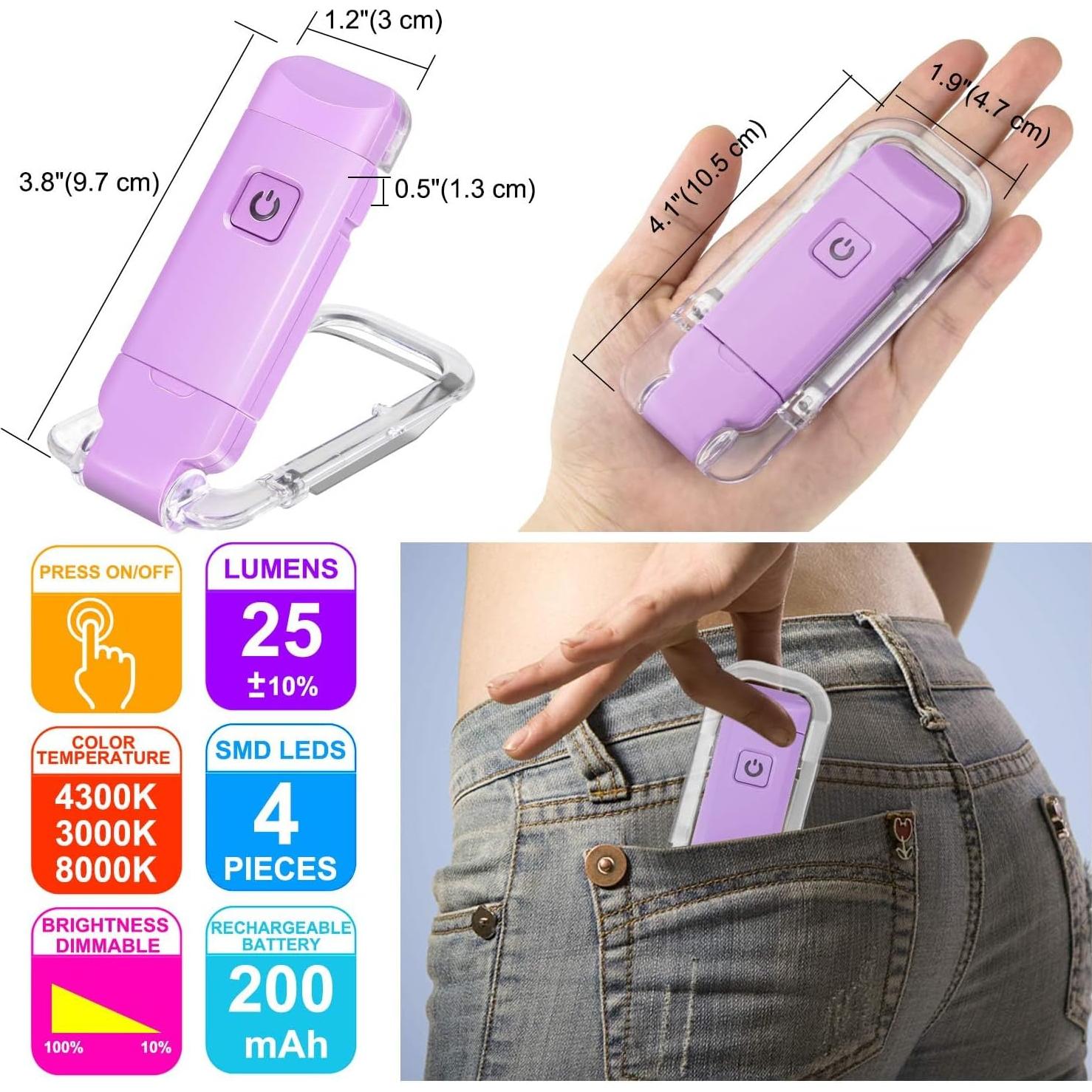 Luz de Libro Recargable HONWELL H008YW-V LED Clip On 3 Brillos