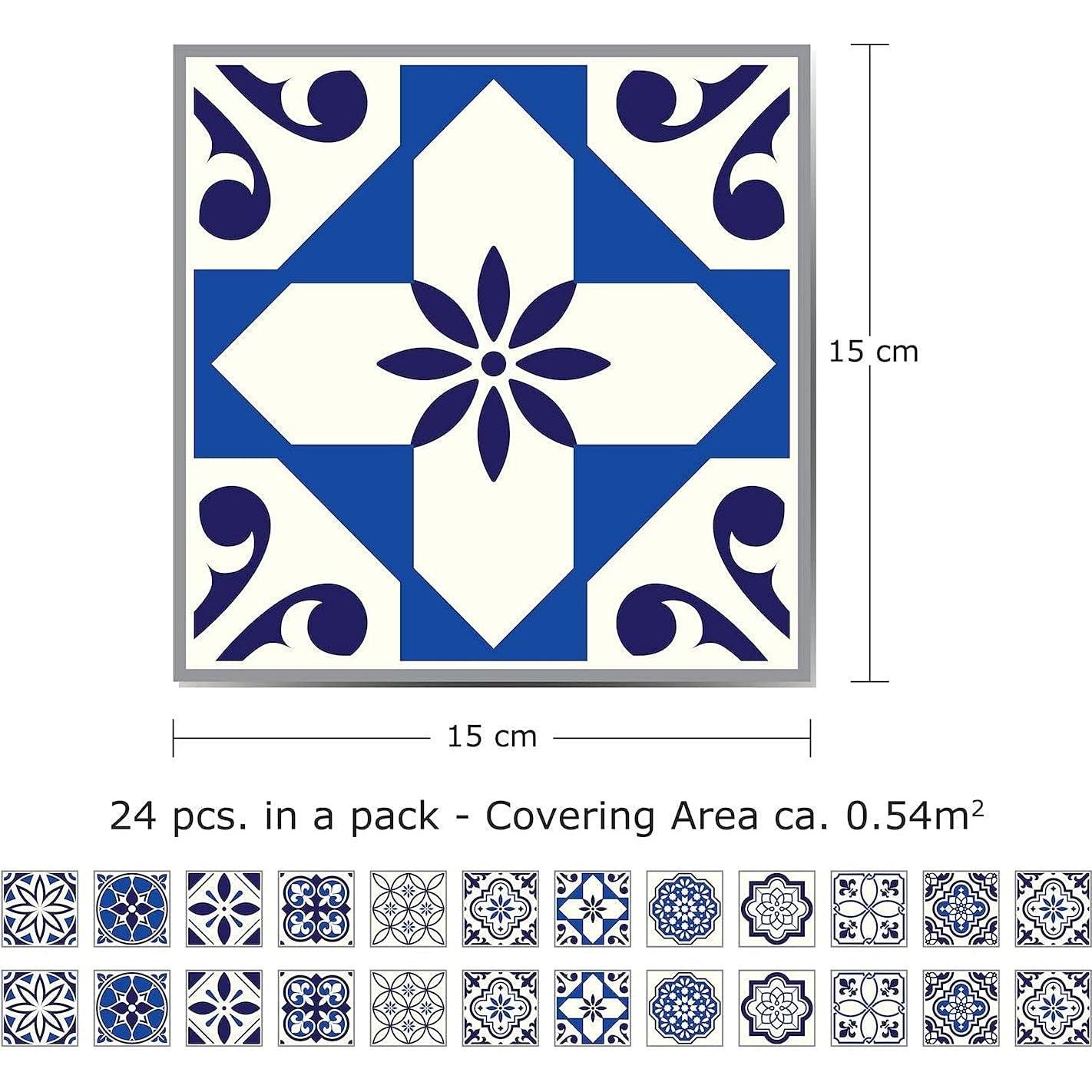24 Piezas Azulejos Vinilo Autoadhesivos WALPLUS 15x15cm Decoración