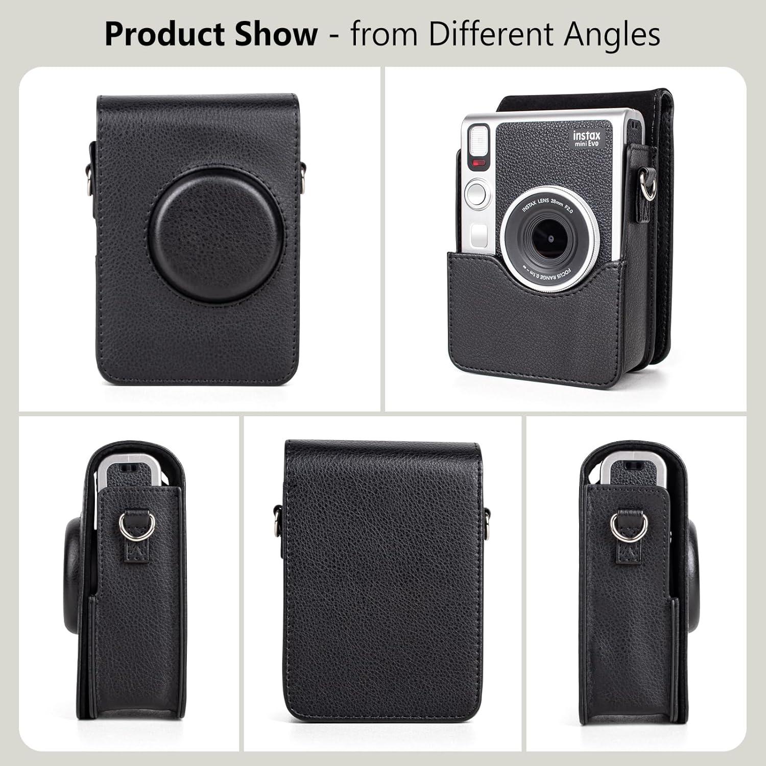 Funda de Cuero PU MUZIRI KINOKOO para Cámara Instax Mini EVO - Negro