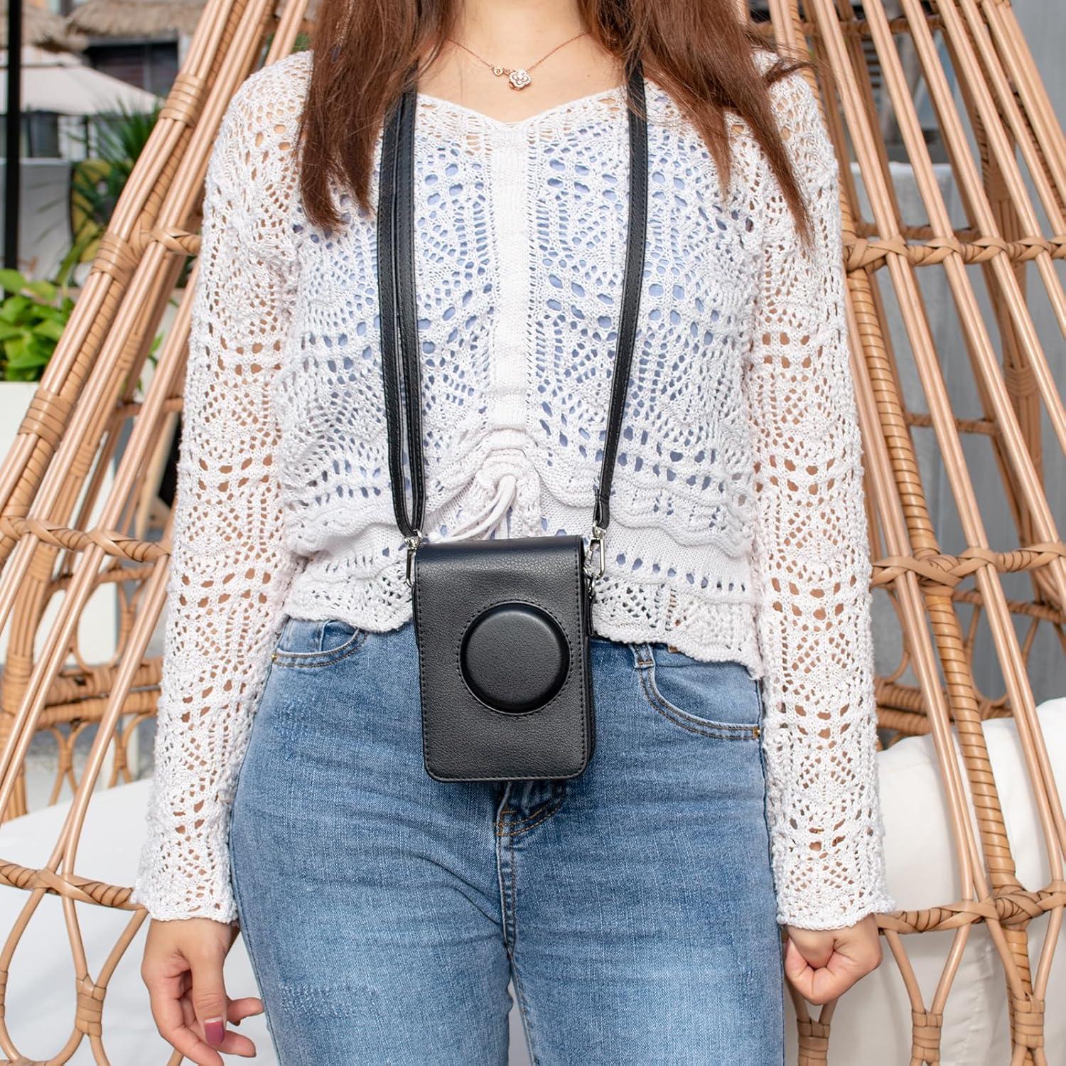 Funda de Cuero PU MUZIRI KINOKOO para Cámara Instax Mini EVO - Negro