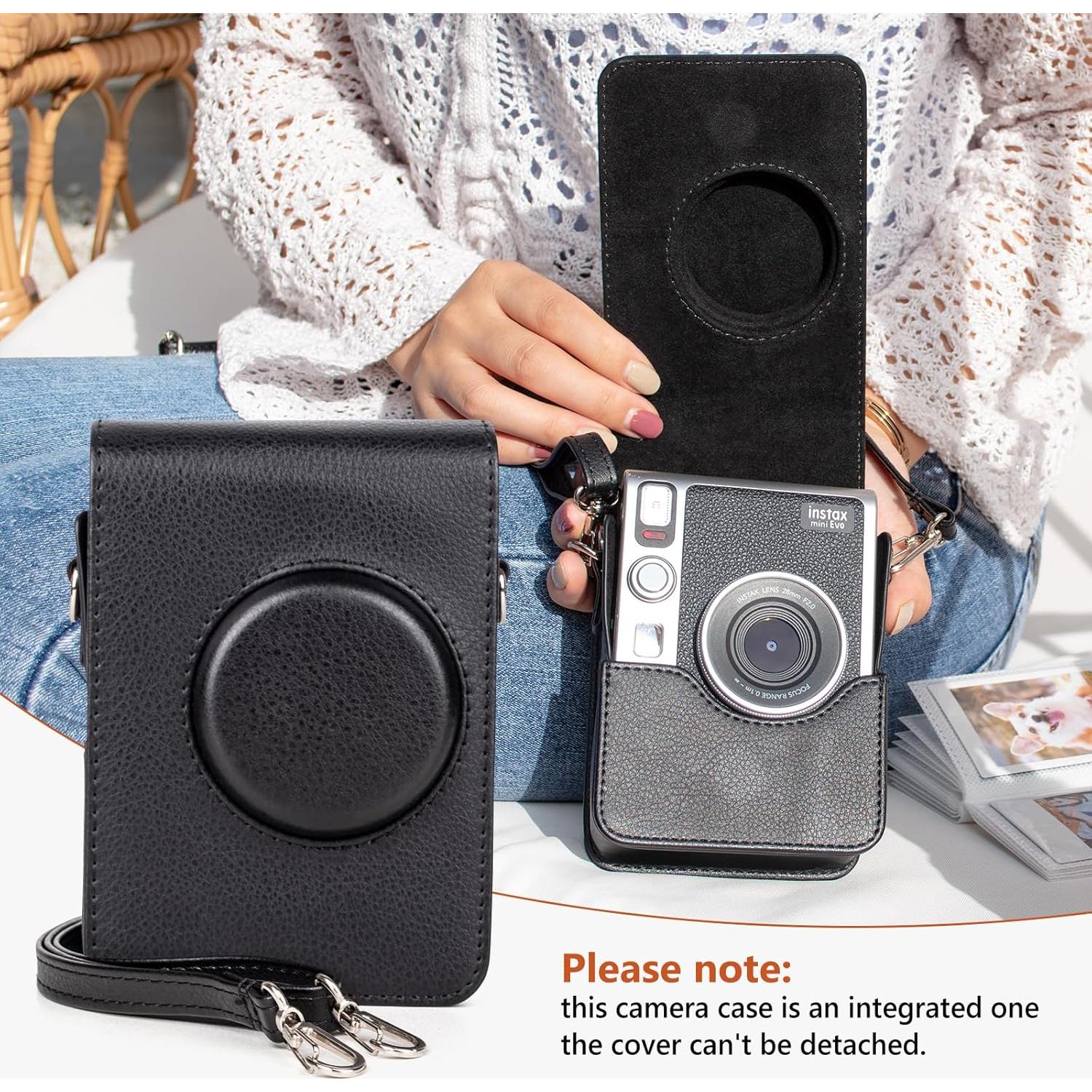 Funda de Cuero PU MUZIRI KINOKOO para Cámara Instax Mini EVO - Negro