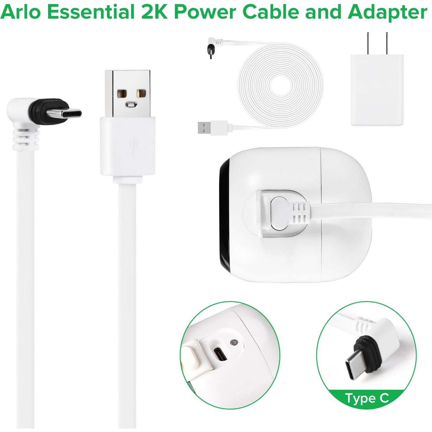 Cable de Alimentación 7.5m ALERTCAM para Cámara Arlo Essential 2K