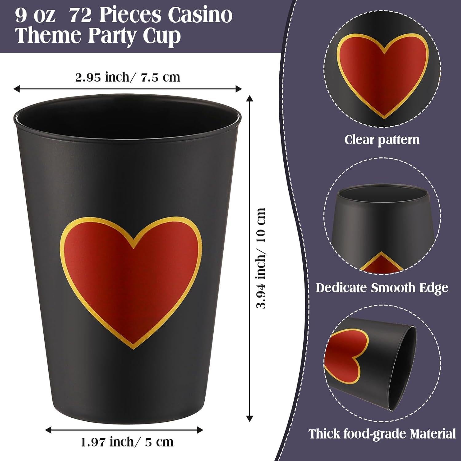 Hoolerry 72 Copas de Fiesta de Casino 9 oz Decorativas