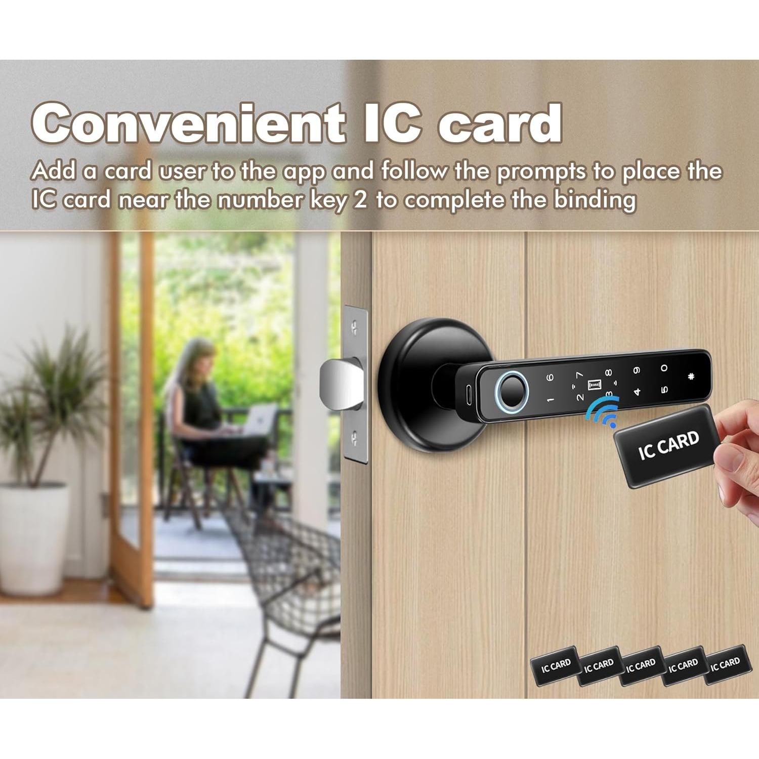 Perilla de puerta inteligente Hutehoute F194K 5 en 1 biométrica