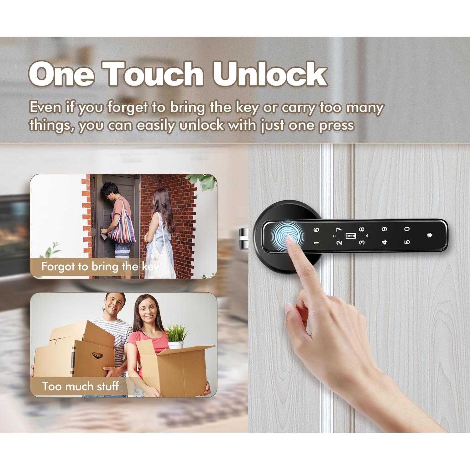 Perilla de puerta inteligente Hutehoute F194K 5 en 1 biométrica