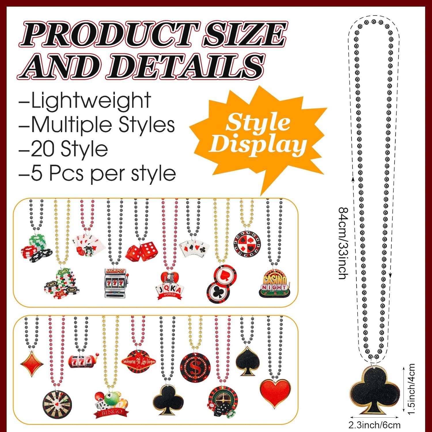 Collares de Cuentas de Casino Ecally - 100 Piezas, 20 Estilos
