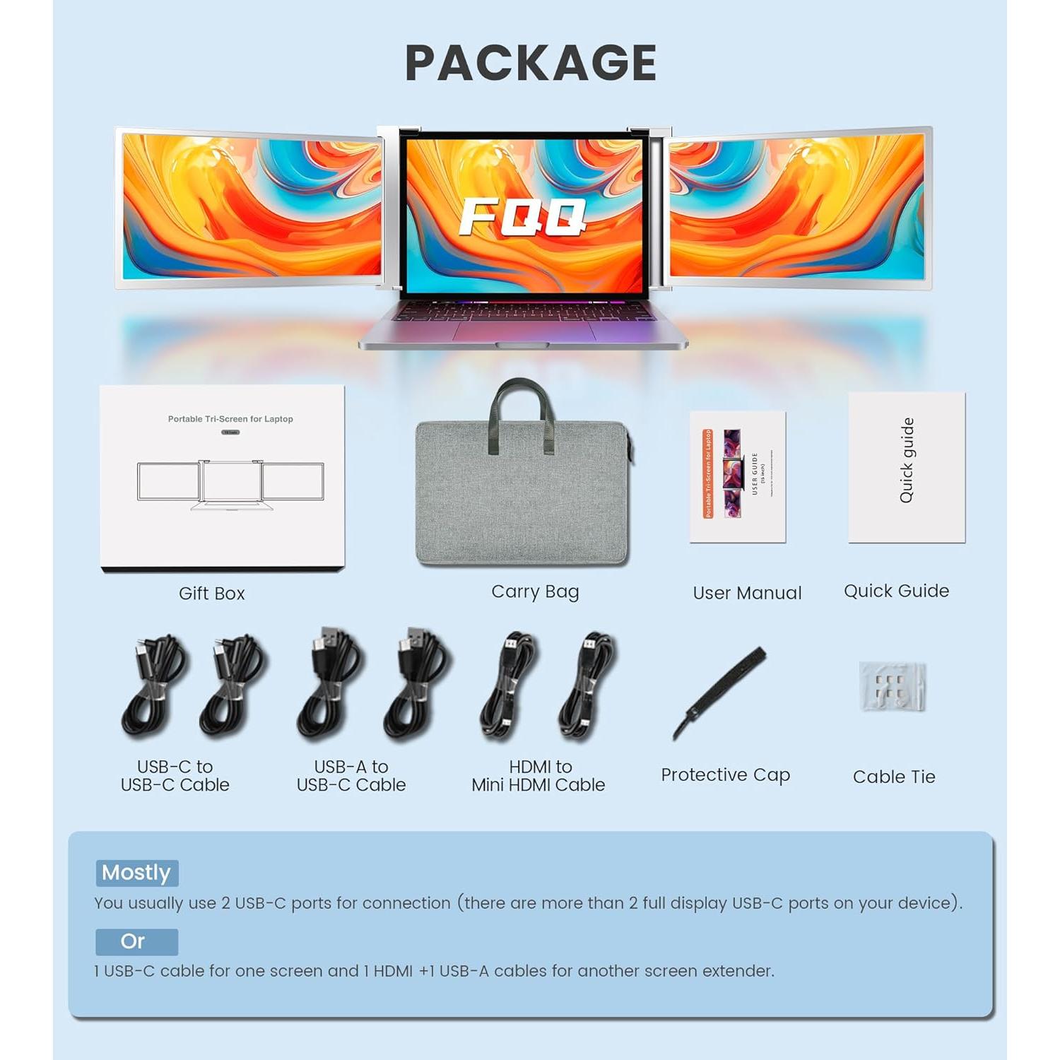 Monitor Triple Portátil FQQ S17 15" 1080P para Laptop