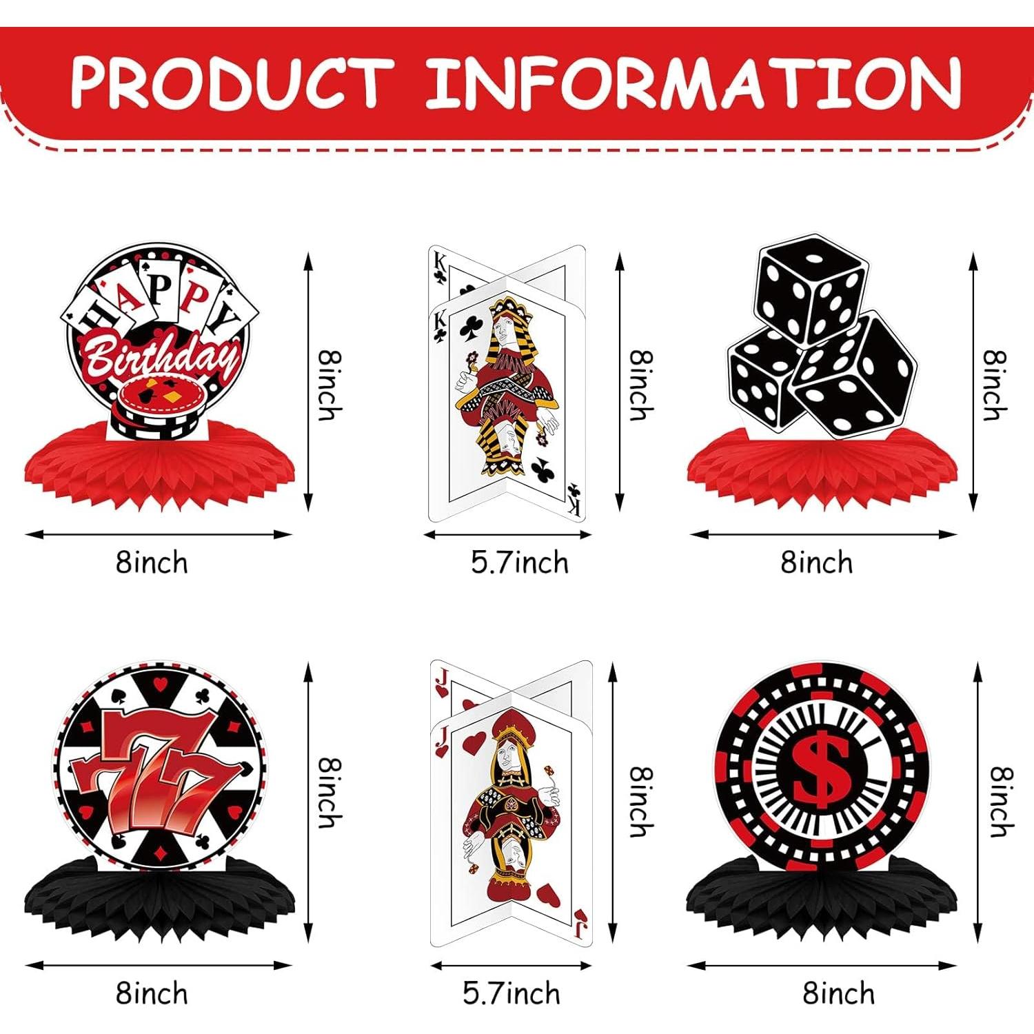 12 Piezas Decoraciones de Fiesta Casino Outus Adornos Mesa