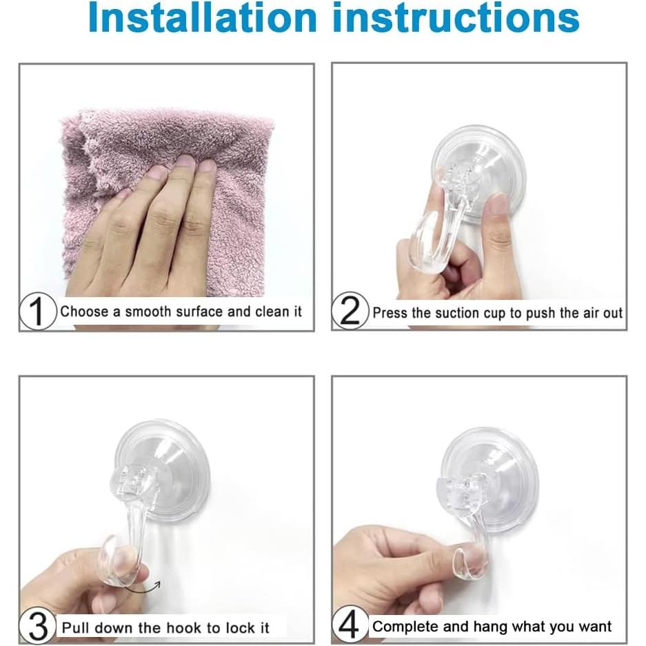 Ganchos de Ventosa Transparente MrAthlet - Paquete de 3, 6.8 kg