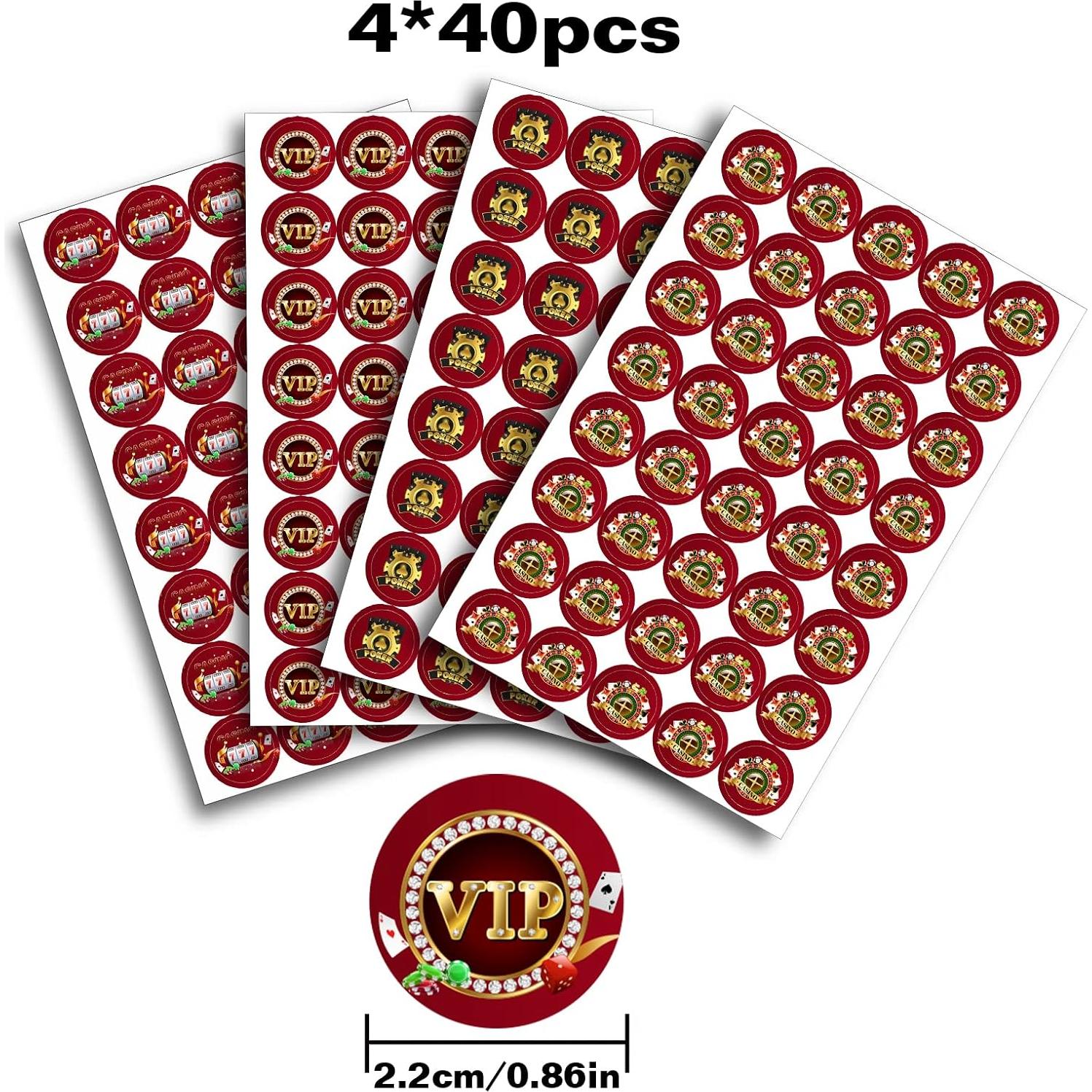 Etiquetas de Caramelo Redondas Casino PHOHUI 160 Piezas