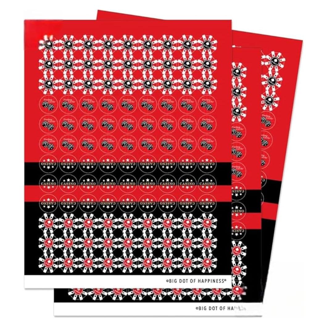 Etiquetas de Caramelo Redondas Big Dot Las Vegas - 324 Pzas