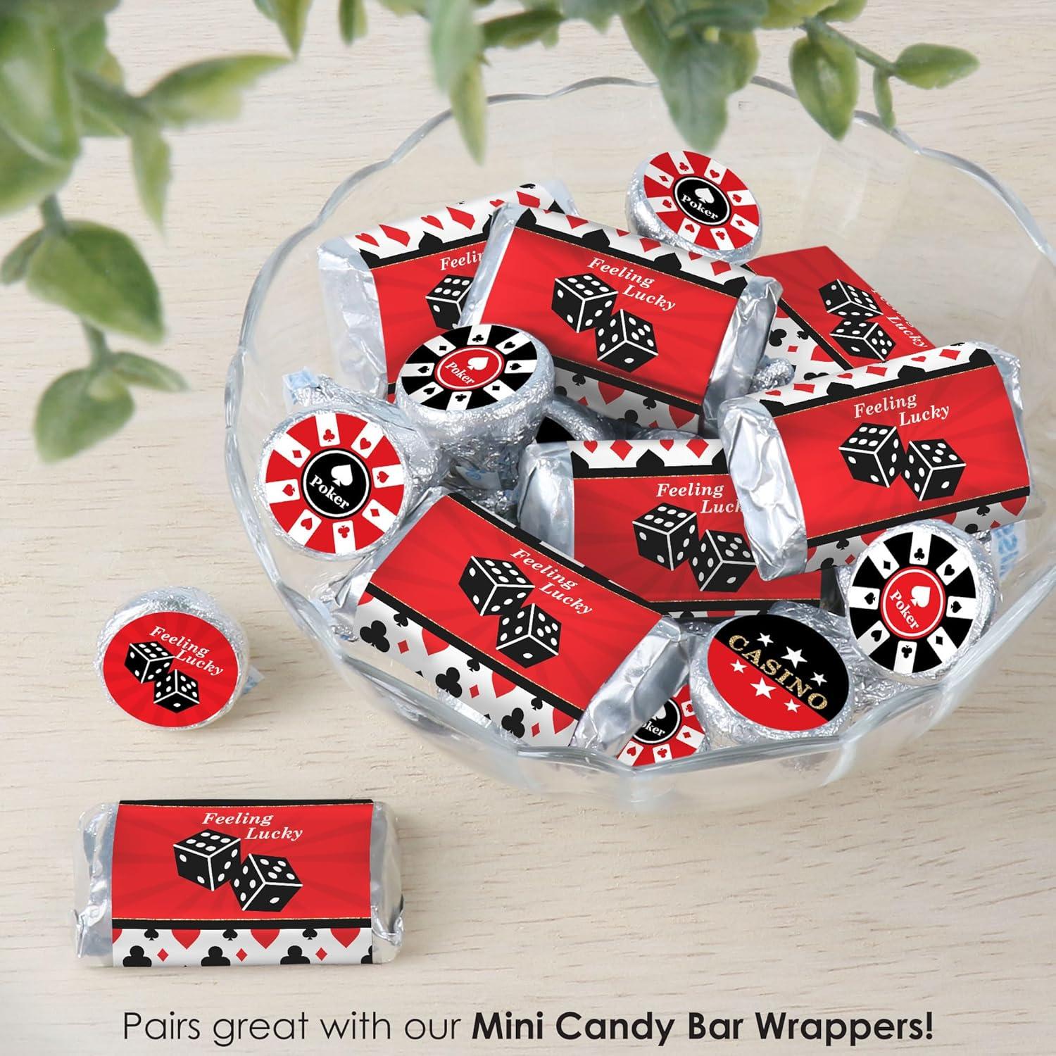 Etiquetas de Caramelo Redondas Big Dot Las Vegas - 324 Pzas