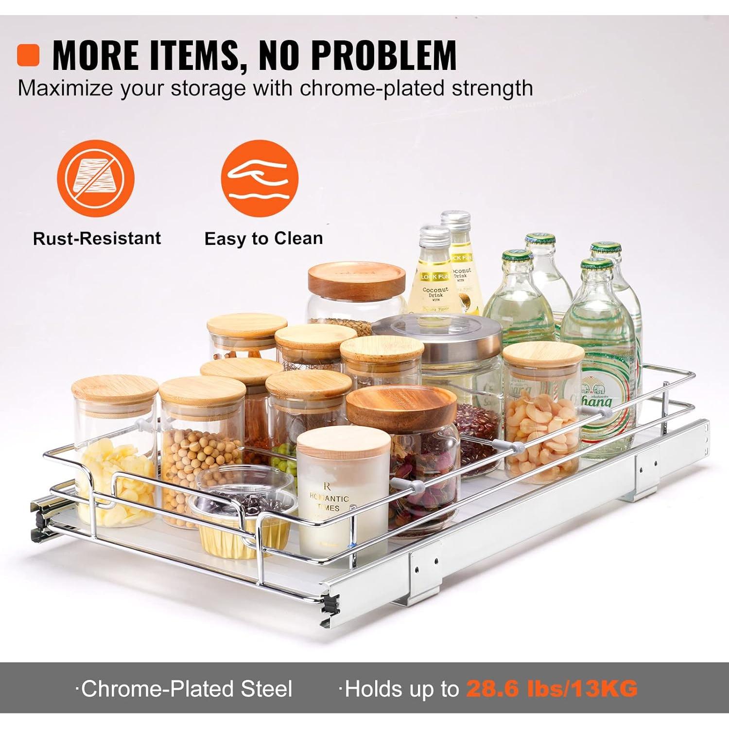 Organizador de Gabinete Extraíble VEVOR 32cm x 53cm x 9cm Acero