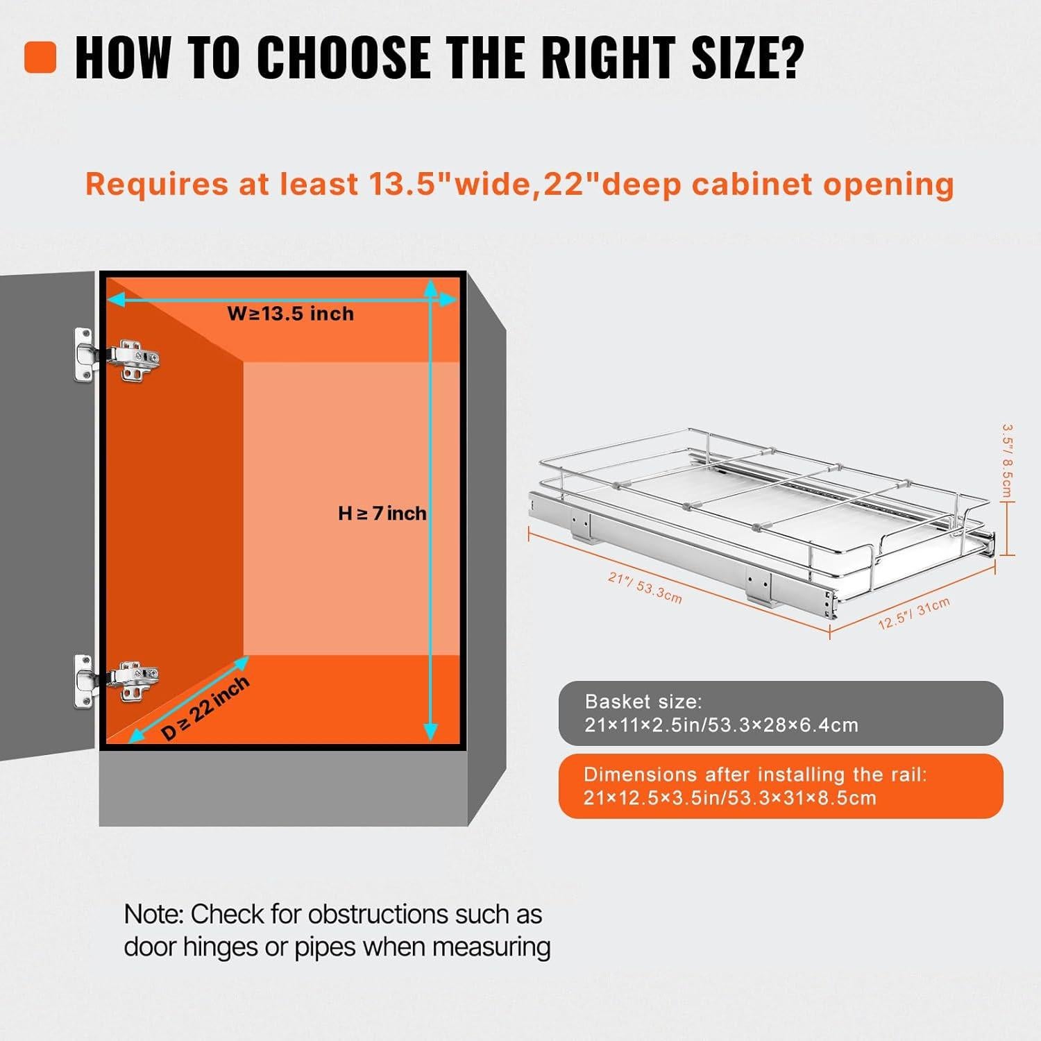 Organizador de Gabinete Extraíble VEVOR 32cm x 53cm x 9cm Acero