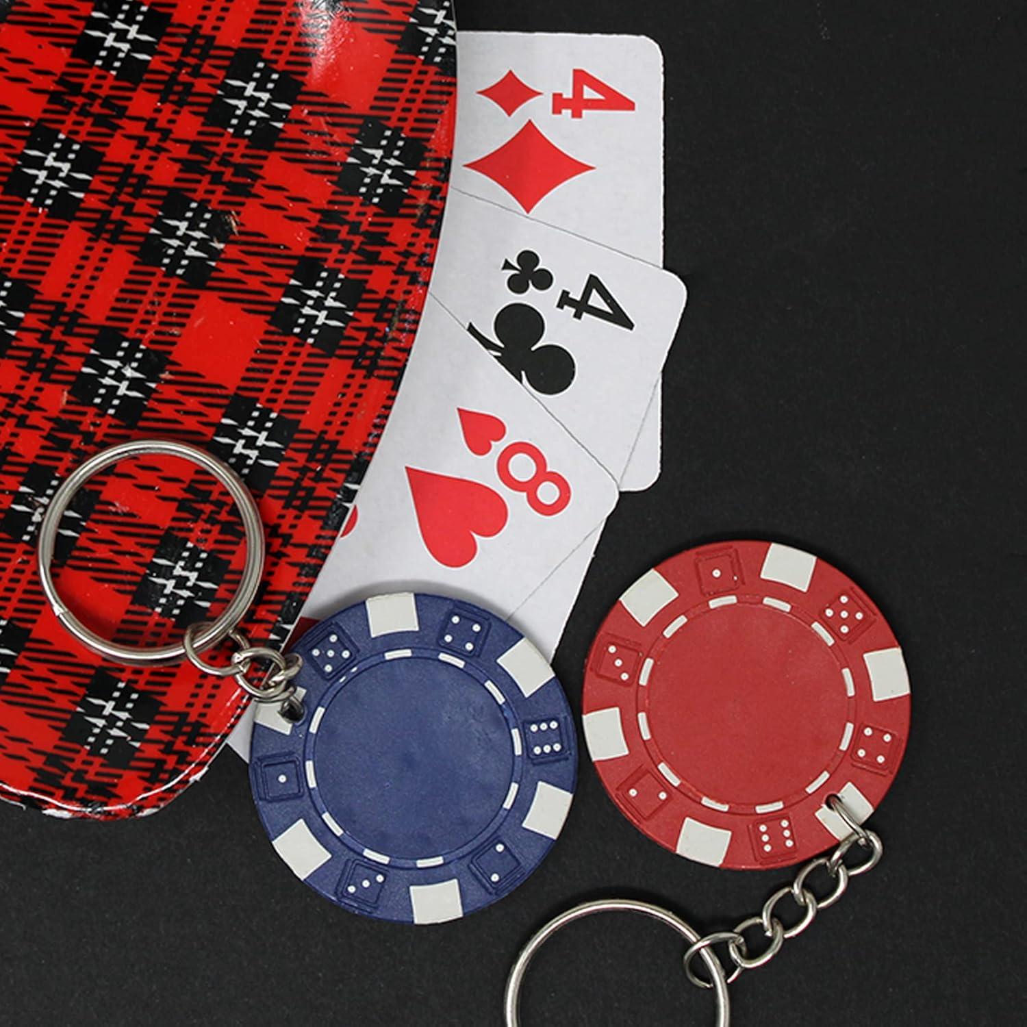 Llaveros de Fichas de Póker - 12 Unidades - Souvenirs Fiesta Casino