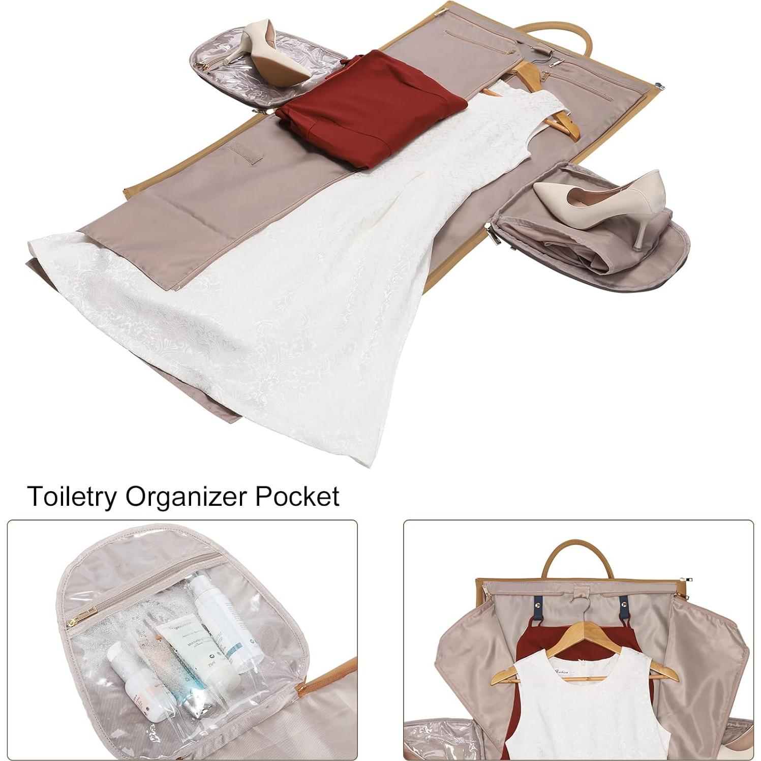 Bolsa de Ropa Colgante Modoker 2 en 1 de Cuero PU Café