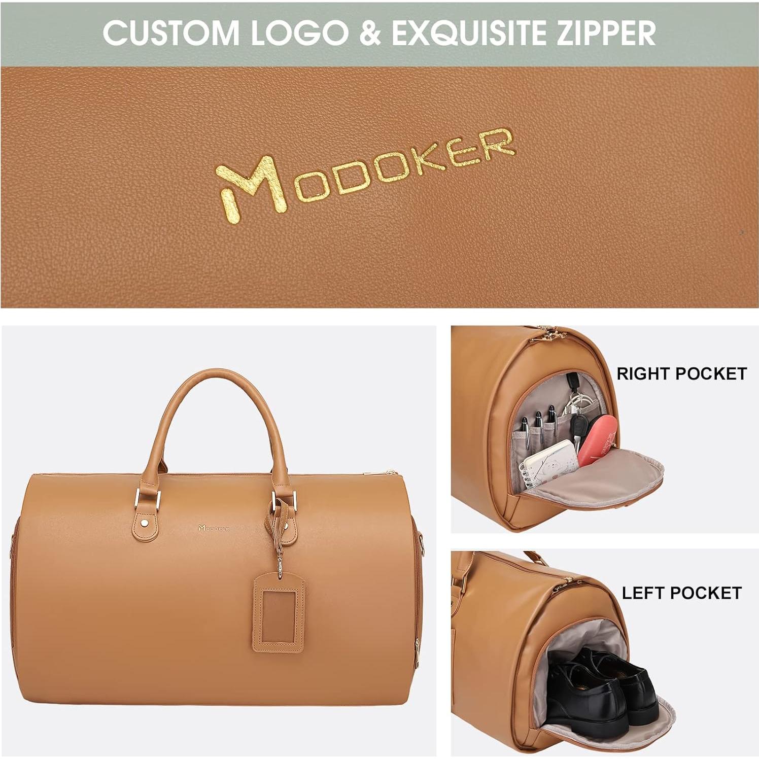 Bolsa de Ropa Colgante Modoker 2 en 1 de Cuero PU Café