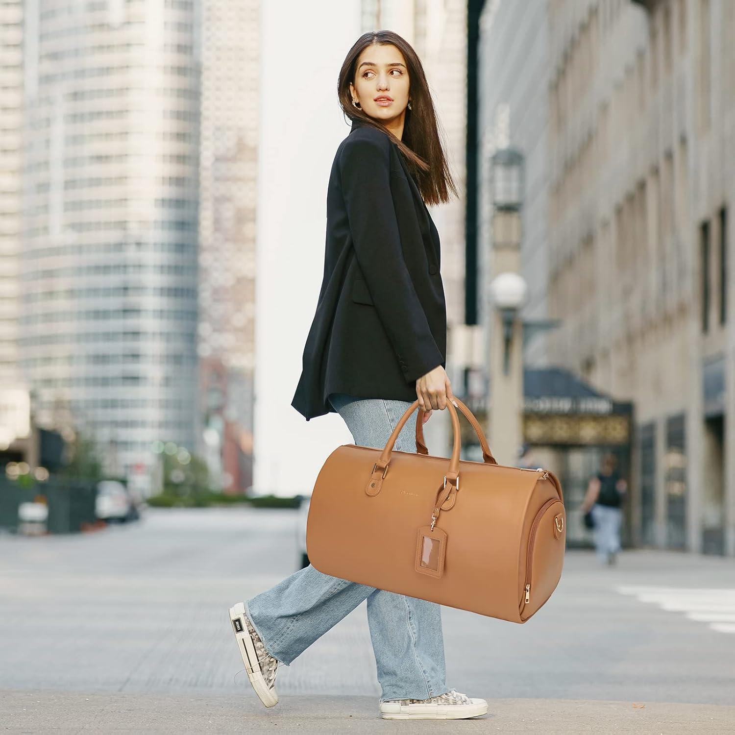 Bolsa de Ropa Colgante Modoker 2 en 1 de Cuero PU Café