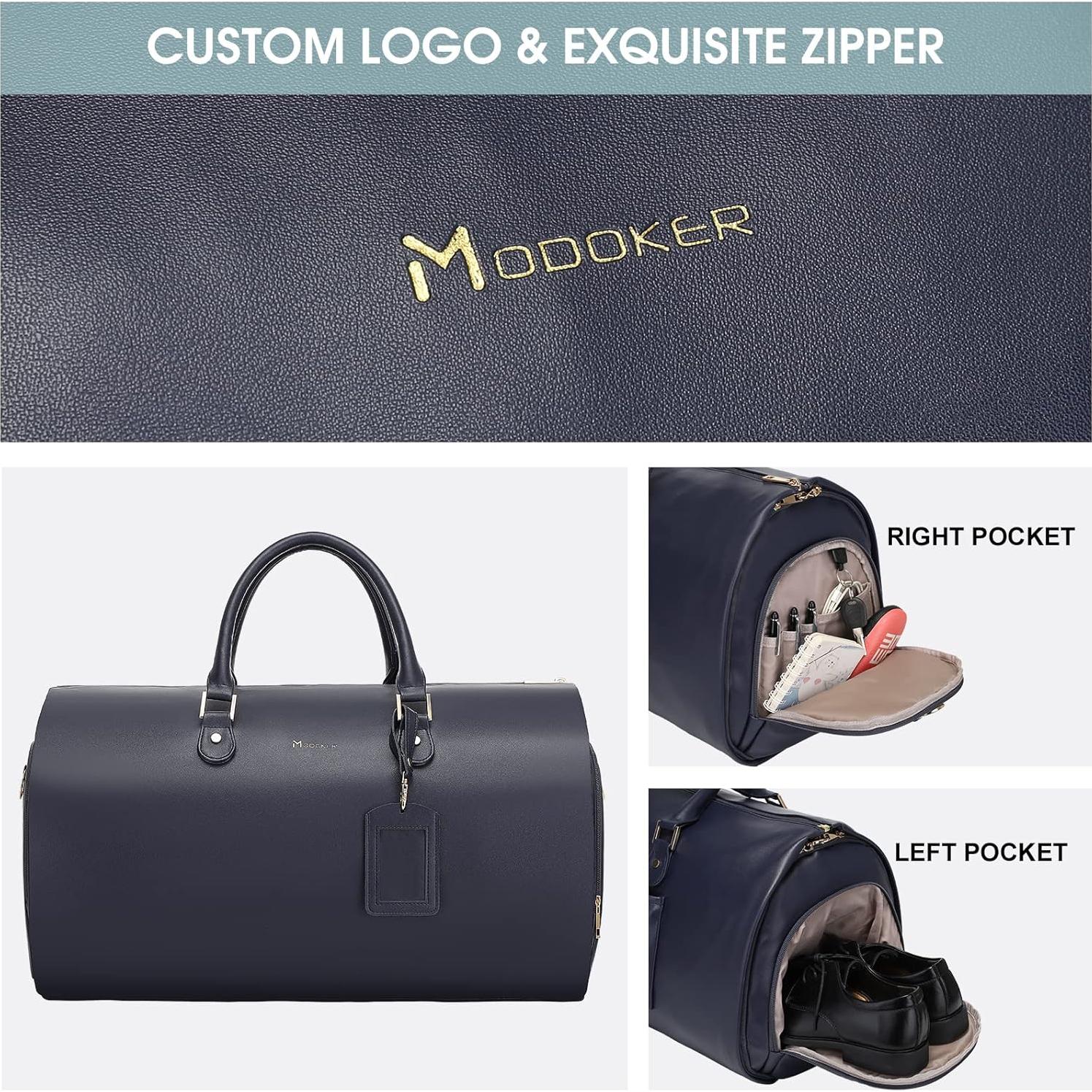 Bolsa de Ropa Colgante Modoker 2 en 1 Duffle Cuero PU Azul