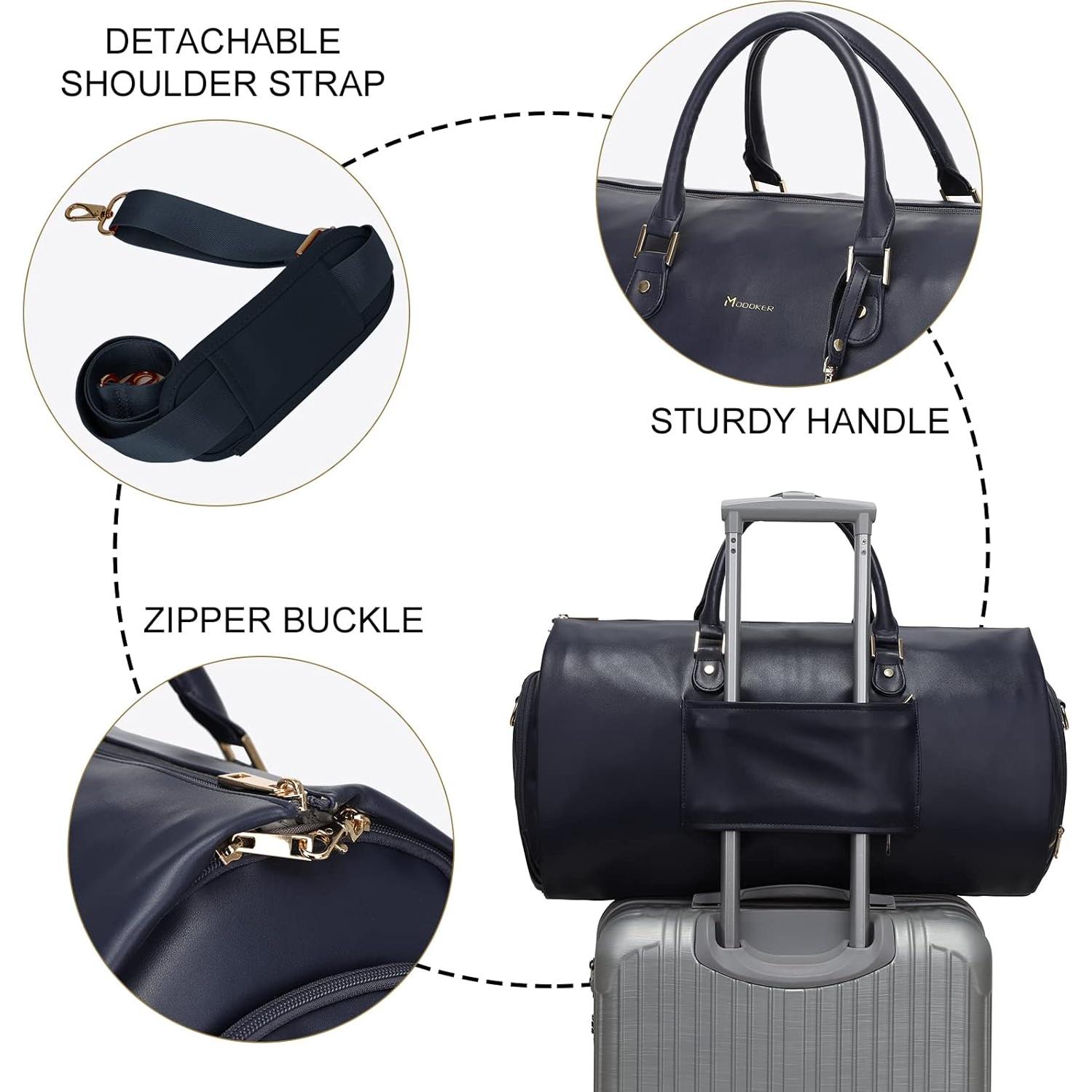 Bolsa de Ropa Colgante Modoker 2 en 1 Duffle Cuero PU Azul