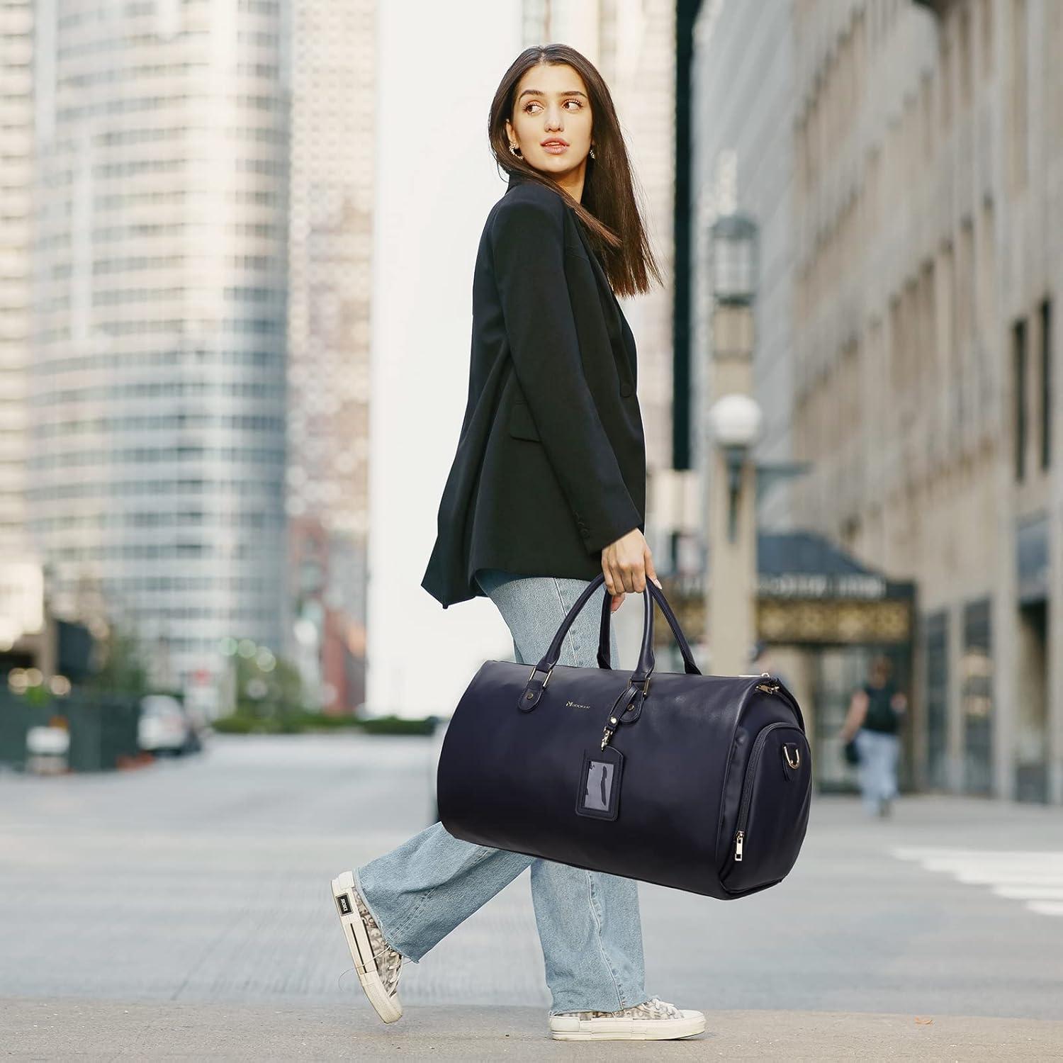 Bolsa de Ropa Colgante Modoker 2 en 1 Duffle Cuero PU Azul