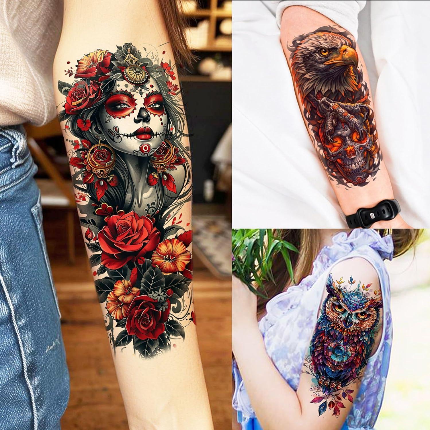 71 Hojas Tatuajes Temporales SHELYEXIEN Animales y Calaveras