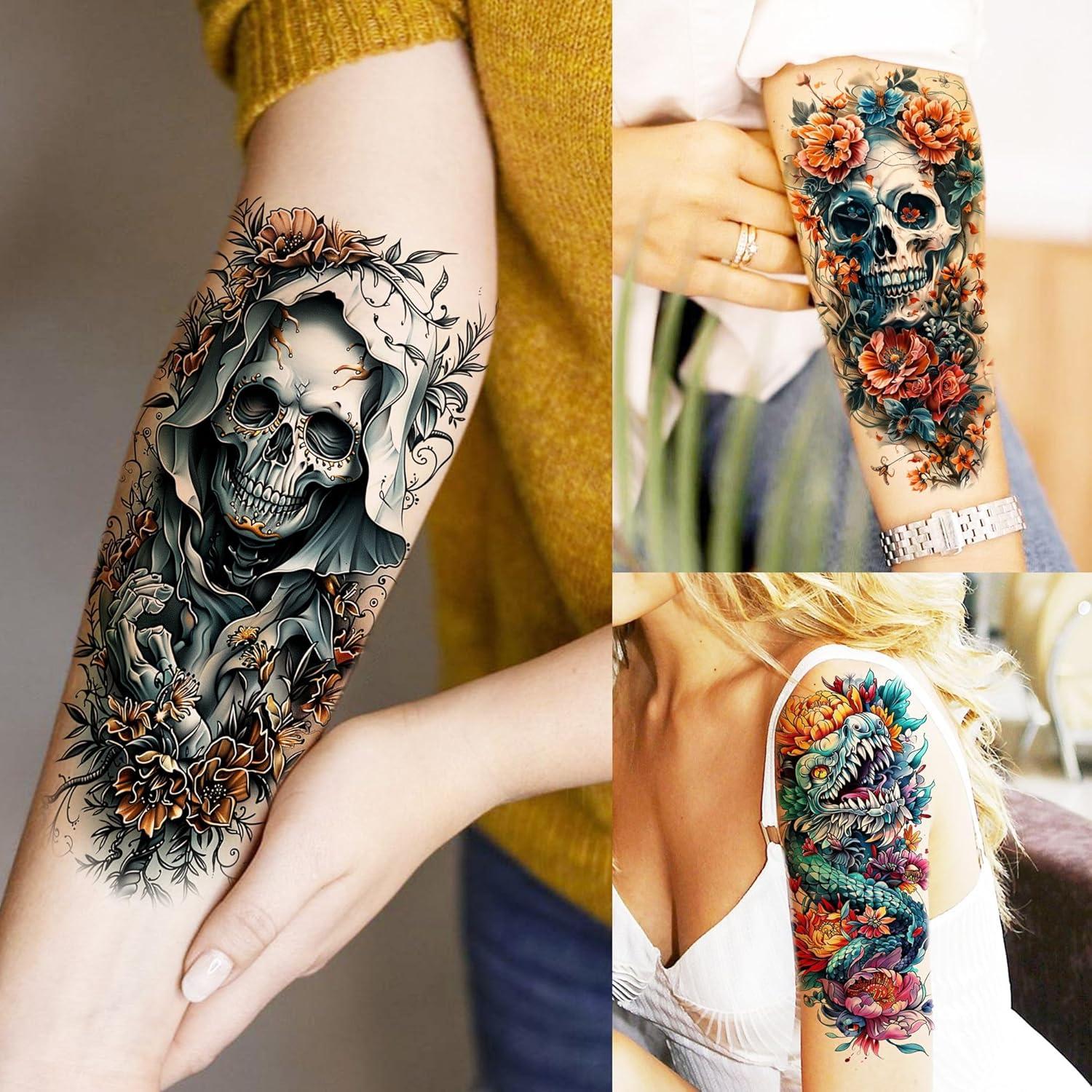 71 Hojas Tatuajes Temporales SHELYEXIEN Animales y Calaveras