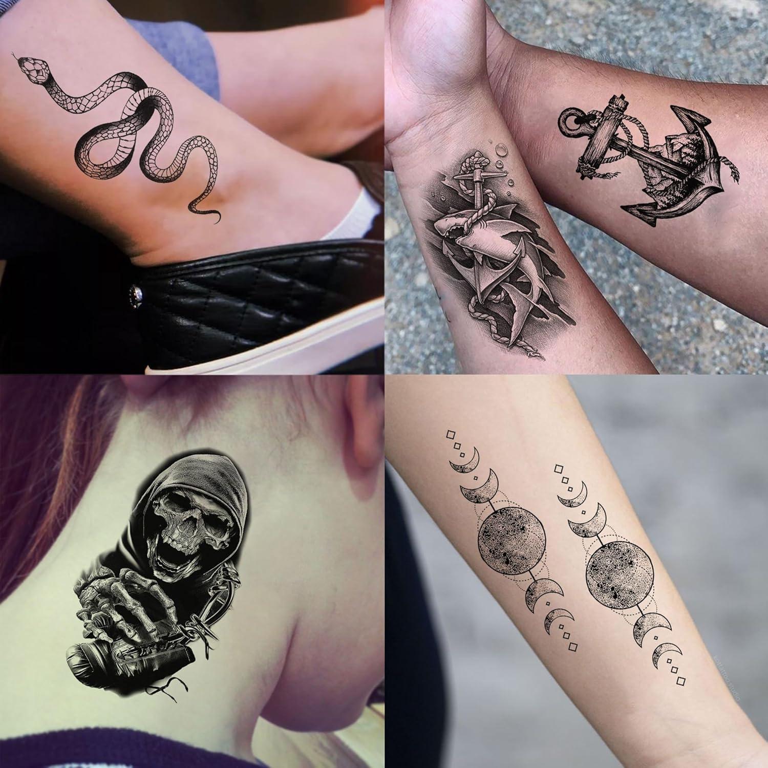 71 Hojas Tatuajes Temporales SHELYEXIEN Animales y Calaveras