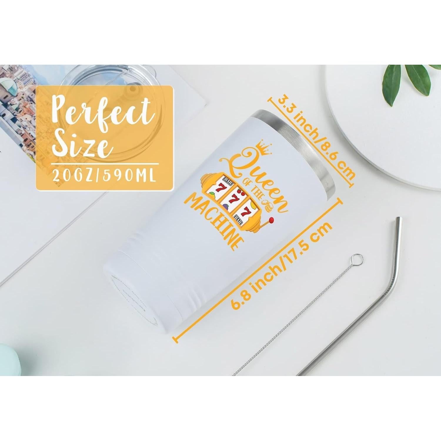 Vaso de Acero Inoxidable Onebttl 591 ml Blanco con Popote