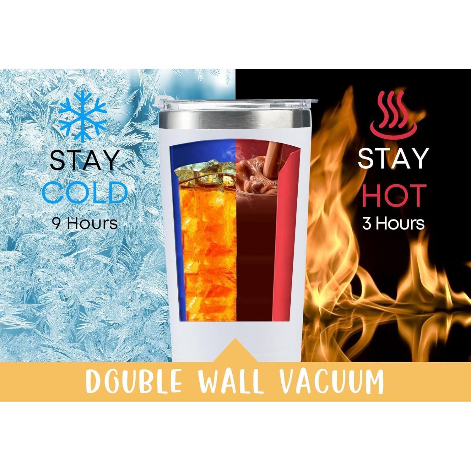 Vaso de Acero Inoxidable Onebttl 591 ml Blanco con Popote