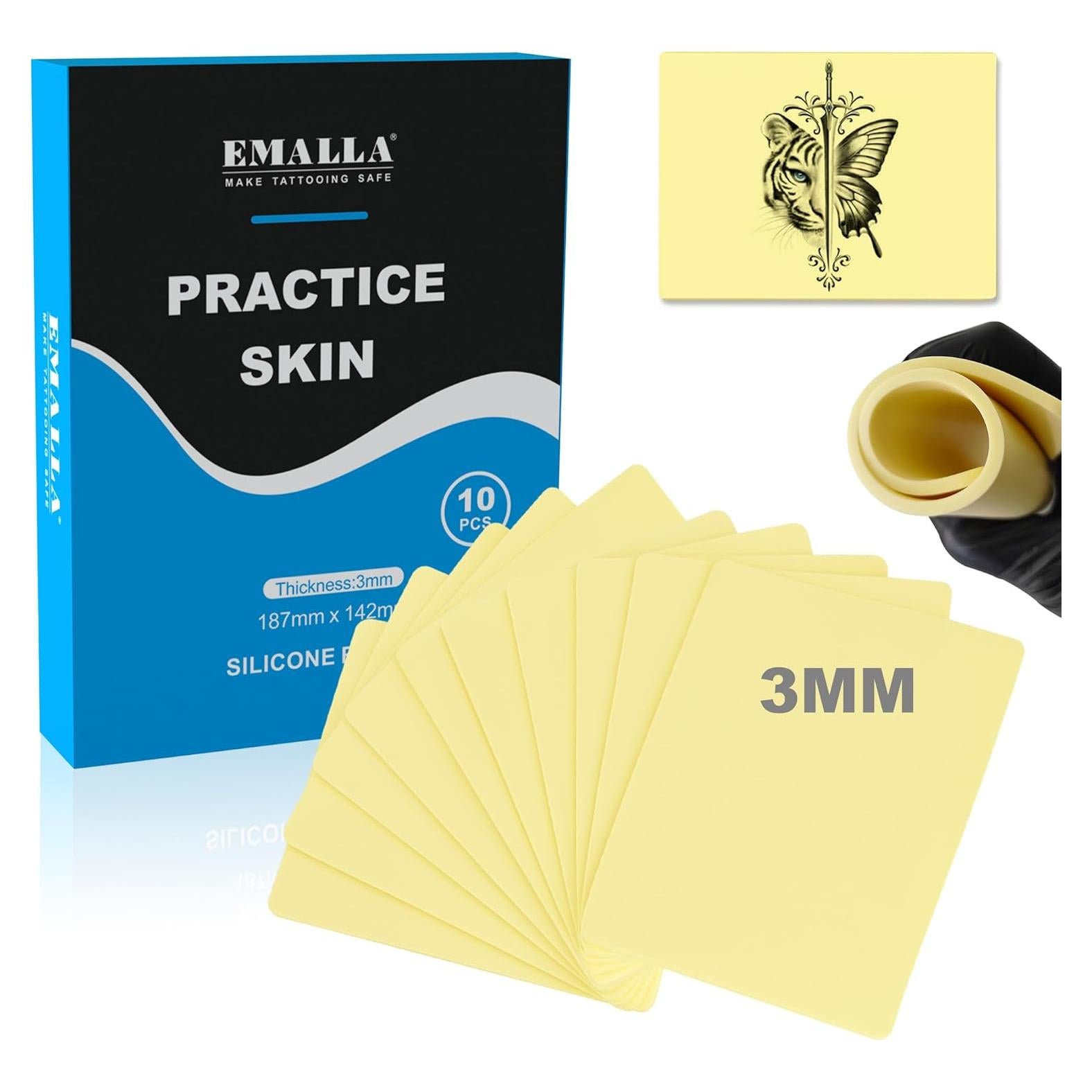 Piel de Práctica para Tatuaje Emalla 3mm 10Pcs Doble Cara 18.8x14.2cm
