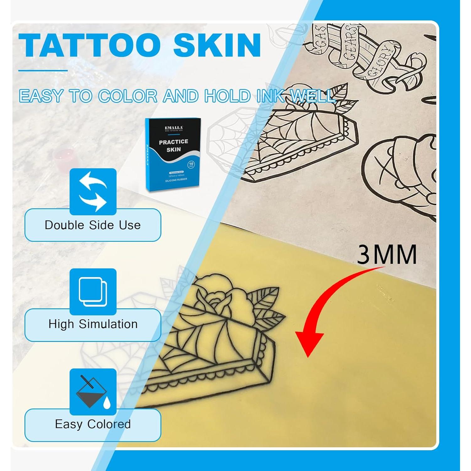 Piel de Práctica para Tatuaje Emalla 3mm 10Pcs Doble Cara 18.8x14.2cm