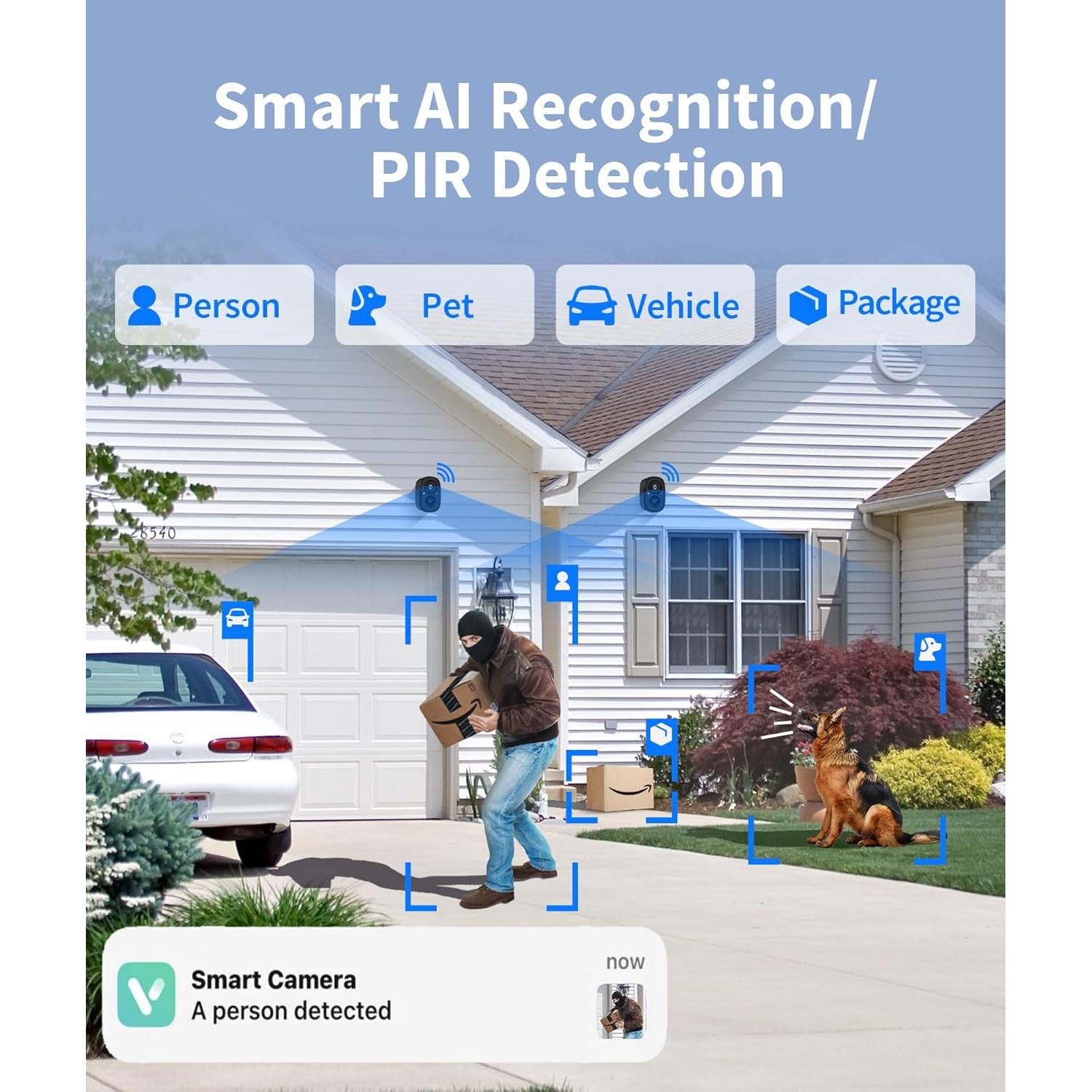 Cámaras de Seguridad Inalámbricas 2K Abetap - 2 Paquetes